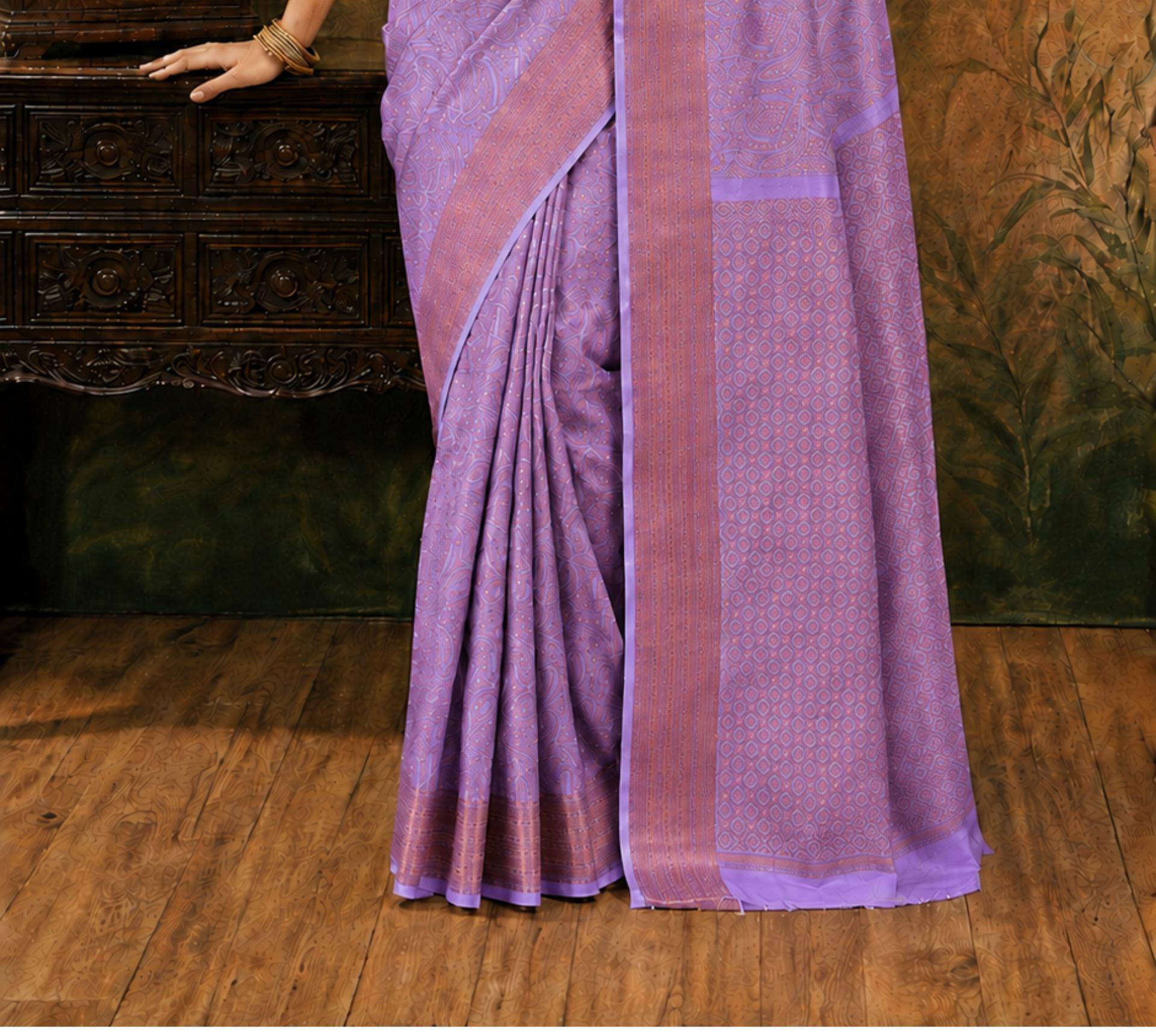 Lavender Silk Saree image 3