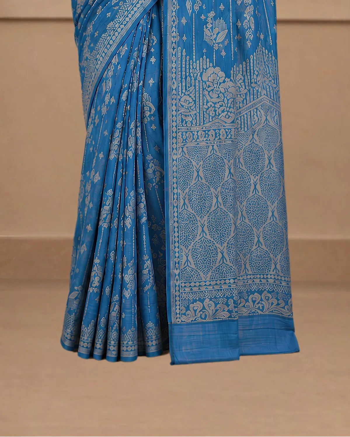 Aqua Blue Handloom Saree image 3
