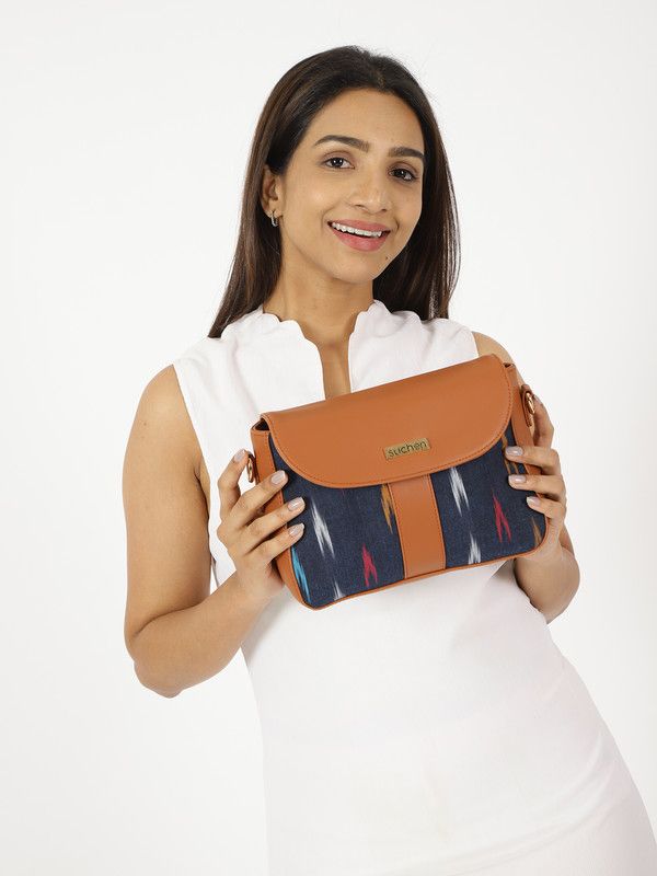 Suchen Women Sling Bag Vegan Leather Crossbody Bag Sambalpuri Tan Adjustable Strap image 5