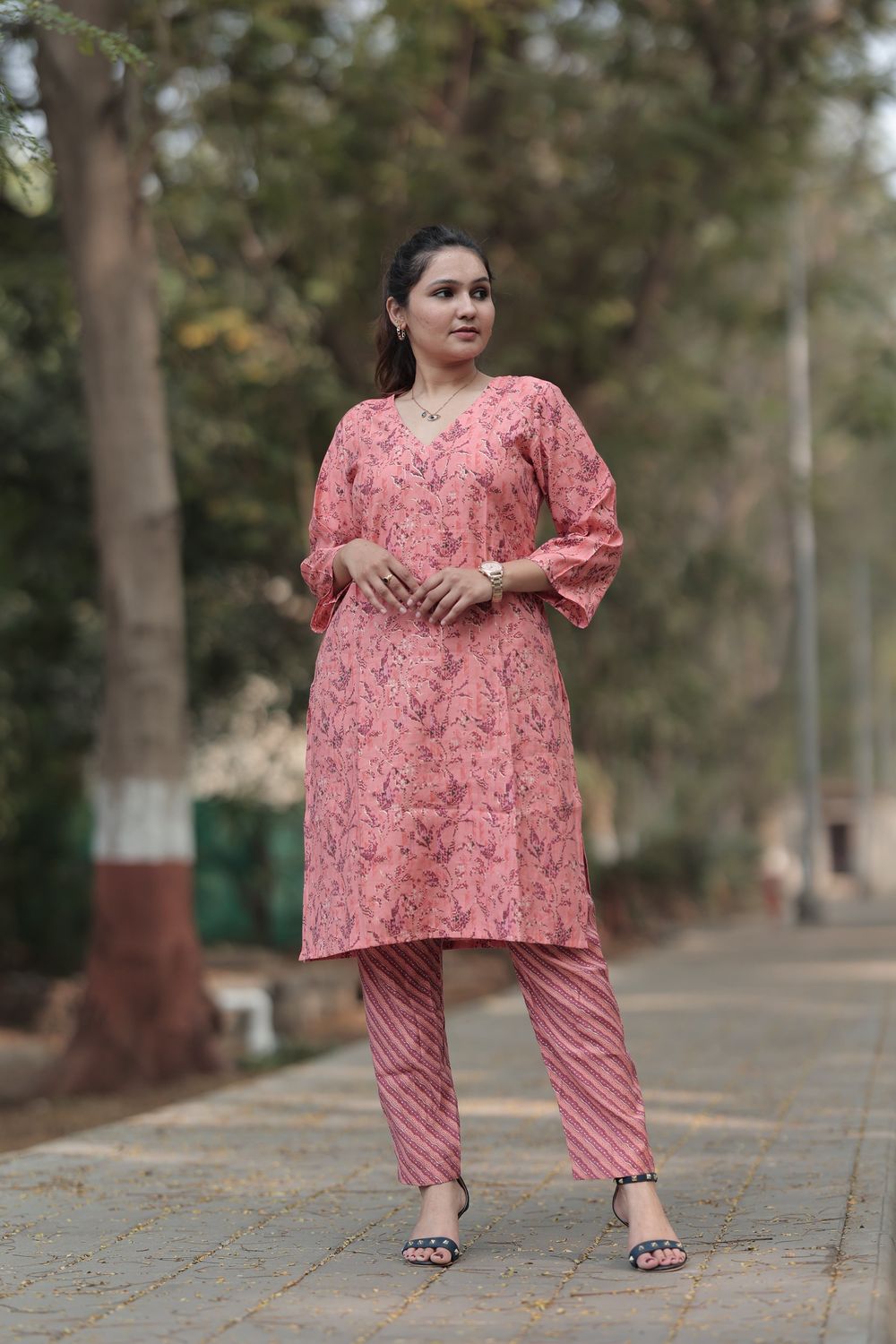 Anya Modal Chanderi Foil Print Kurta Co-ord Set