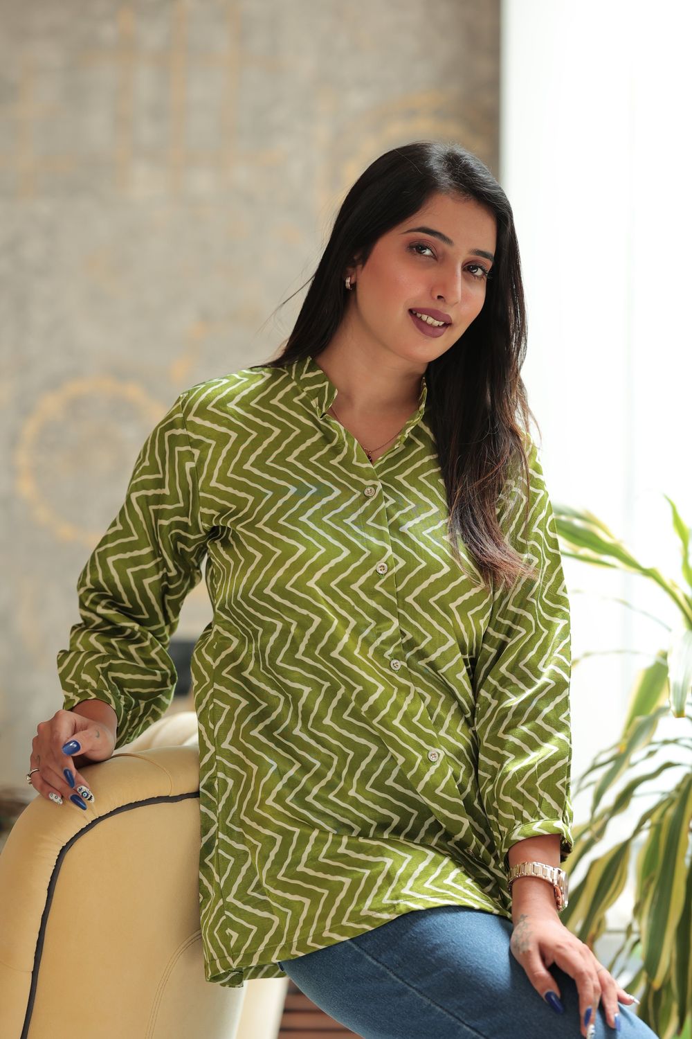 Trisha Gajji Silk Chevron Print Top image 2