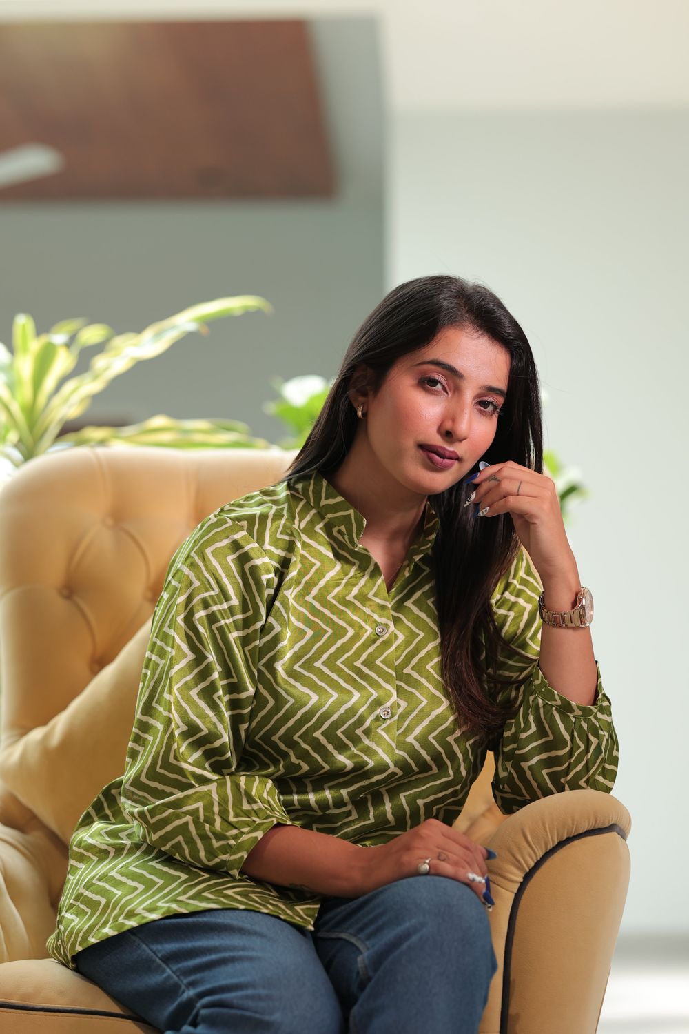 Trisha Gajji Silk Chevron Print Top image 4