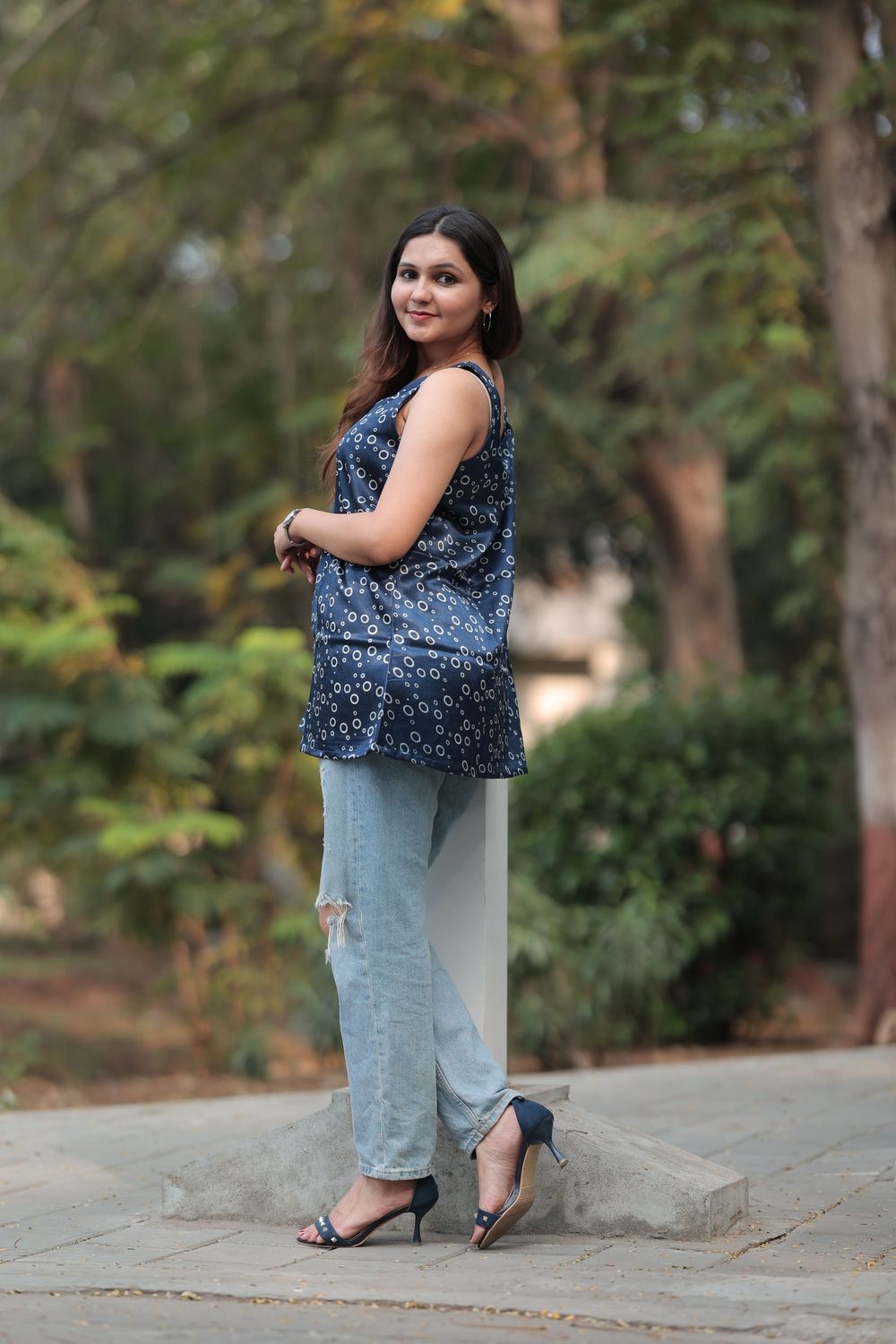 Diya Gajji Silk Dotted Top image 3