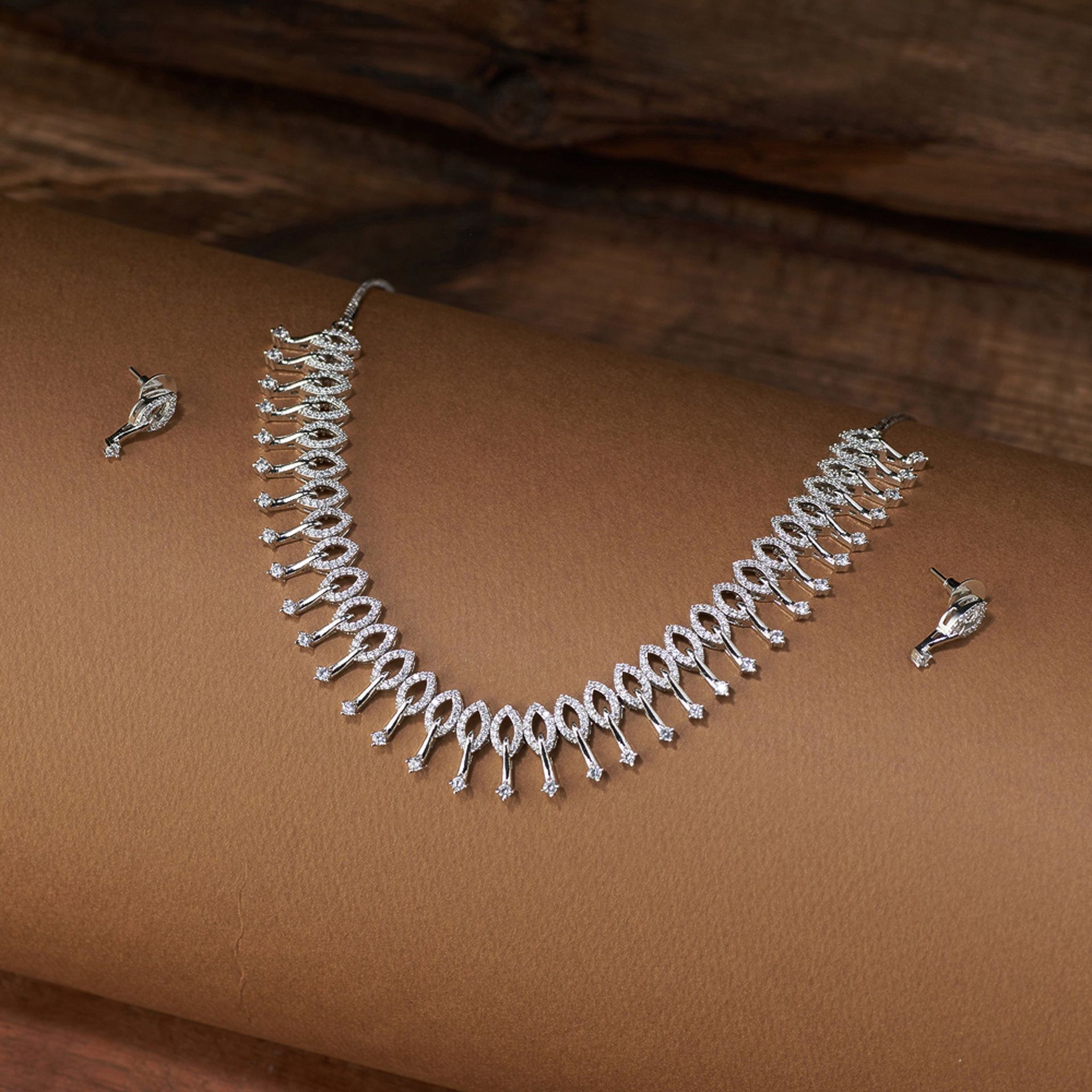 Elegant American Diamond Necklace Set With Earrings | Celestia By Tilloma™ image 2