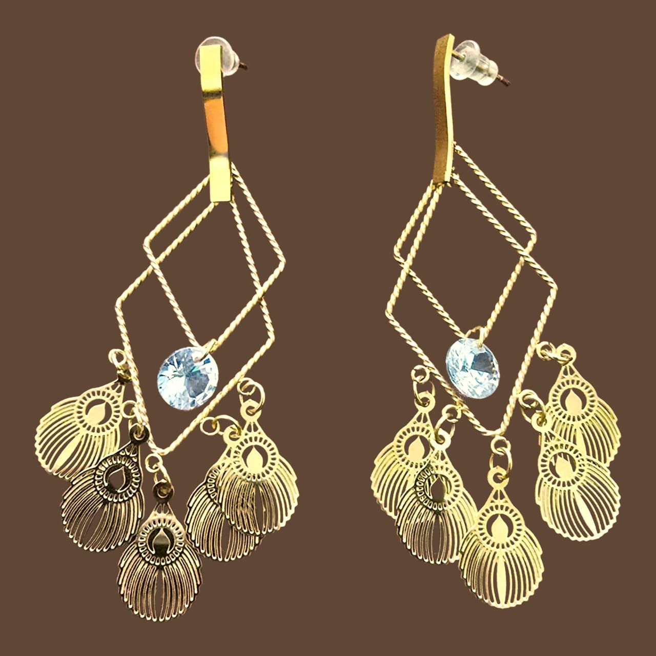 Tilloma™ Celeste White Crystal Geometric Dangle Earrings – Anti Tarnish & Waterproof image 2