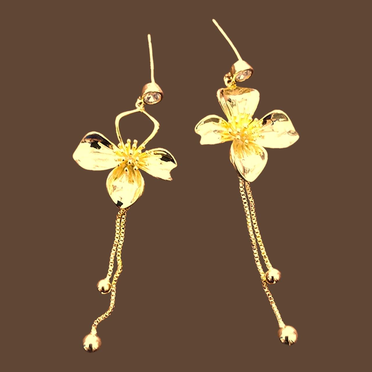Tilloma™ Golden Blossom Anti-tarnish Waterproof Floral Drop Earrings image 2