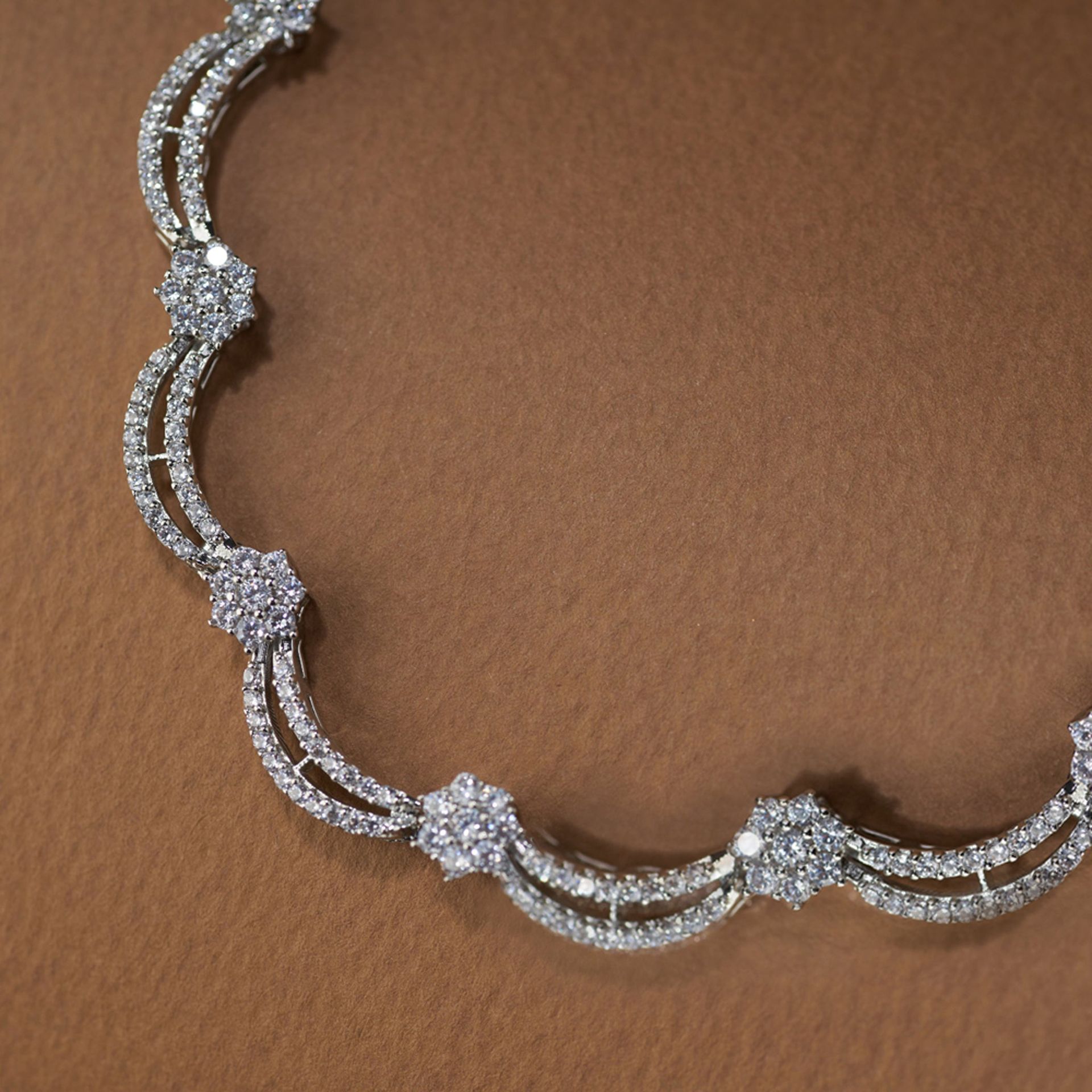 American Diamond Cz Necklace Set With Matching Stud Earrings | Lavena By Tilloma image 3