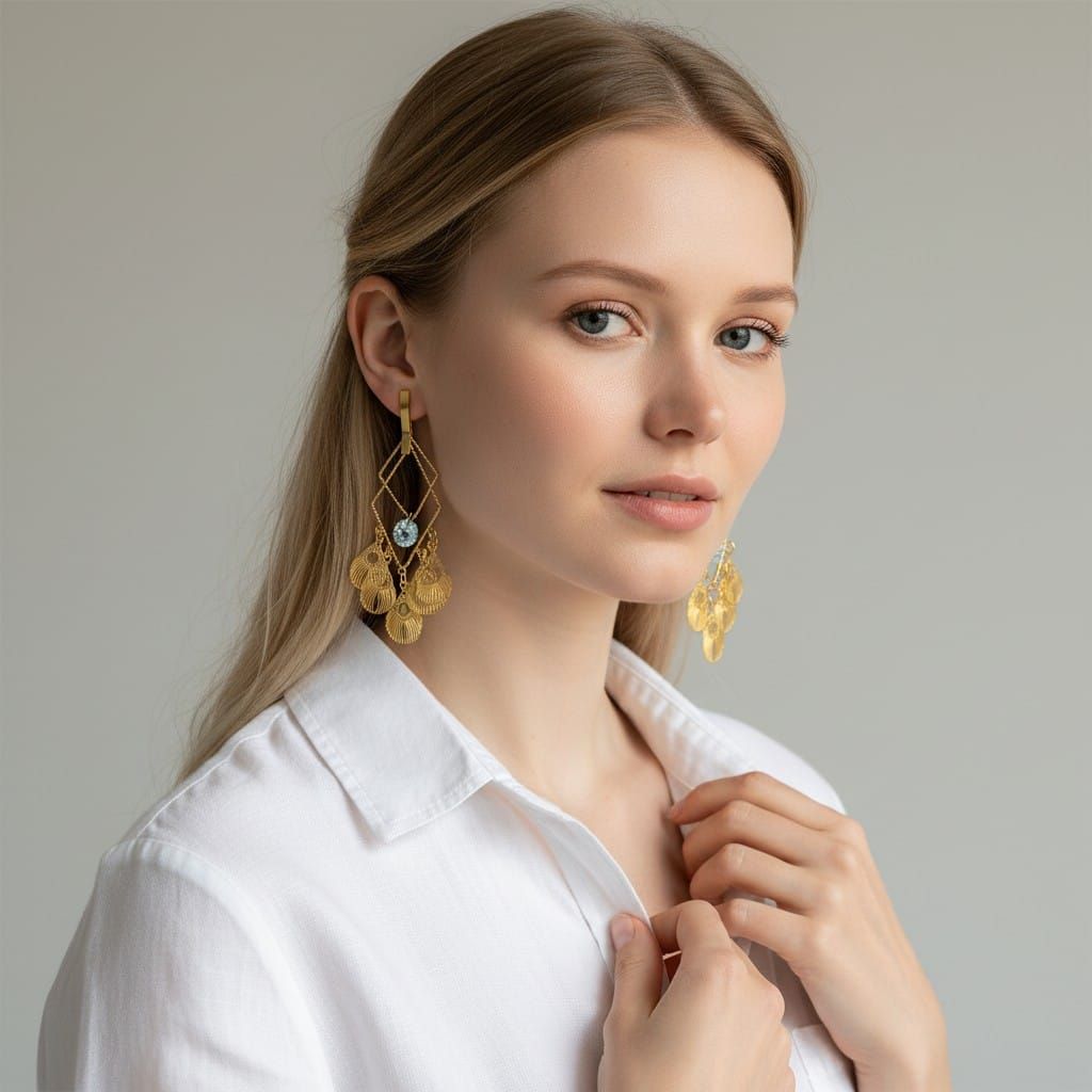 Tilloma™ Celeste White Crystal Geometric Dangle Earrings – Anti Tarnish & Waterproof image 3