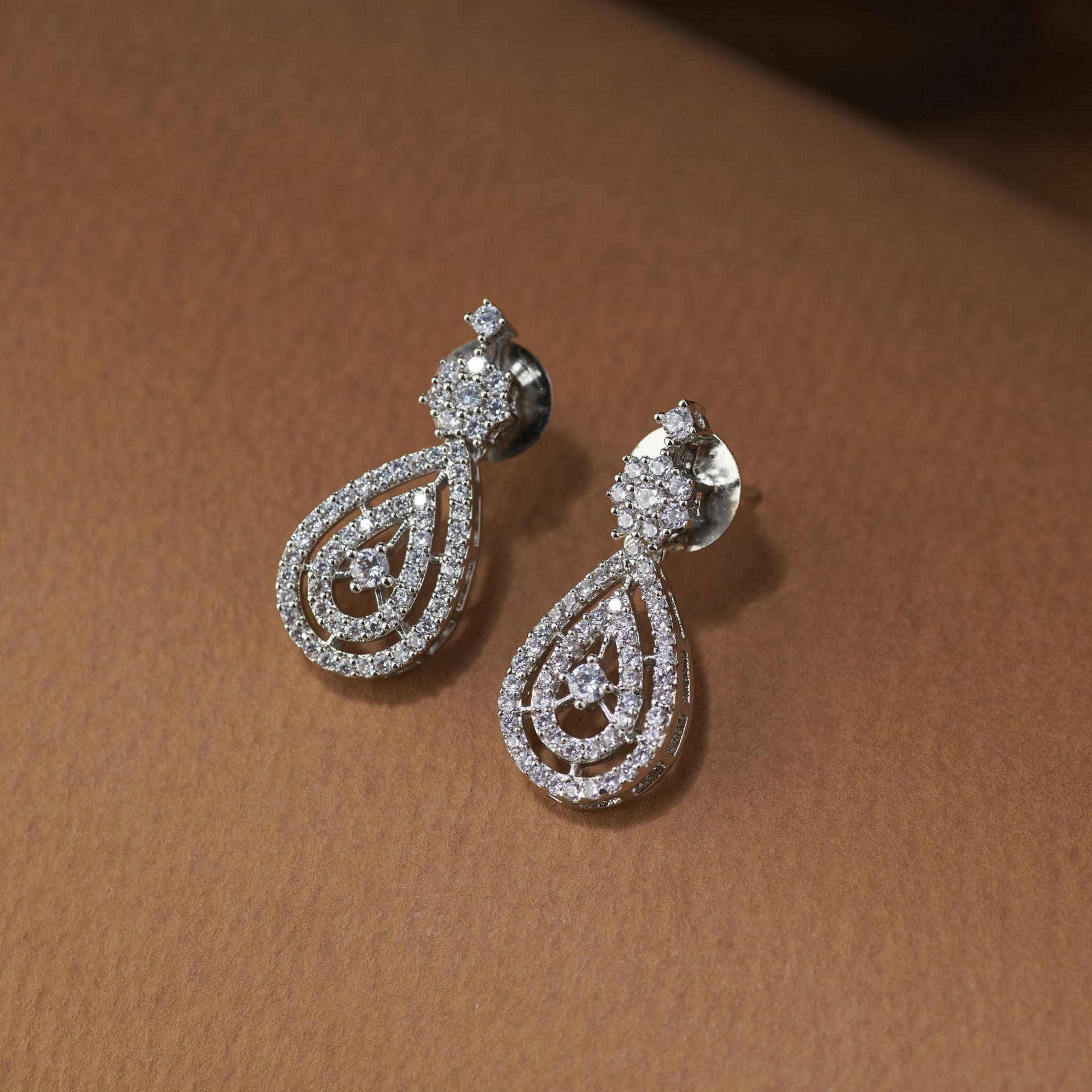 American Diamond Cz Necklace Set With Matching Stud Earrings | Lavena By Tilloma image 4