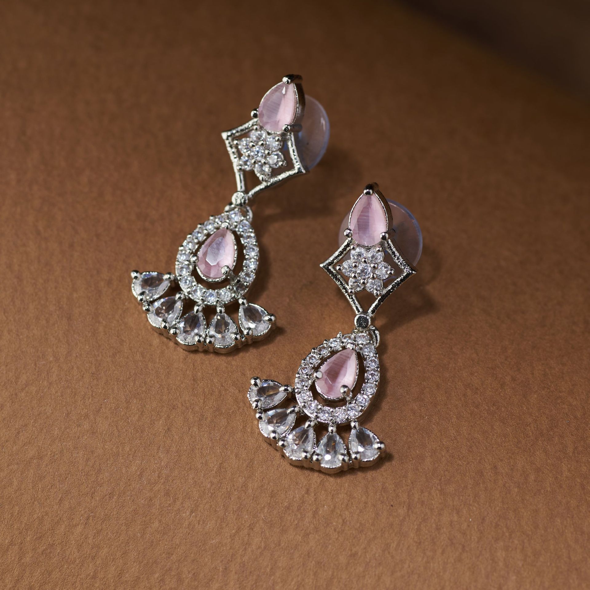 American Diamond Necklace Set| Dewdrop| Sola Pink By Tilloma™ image 4