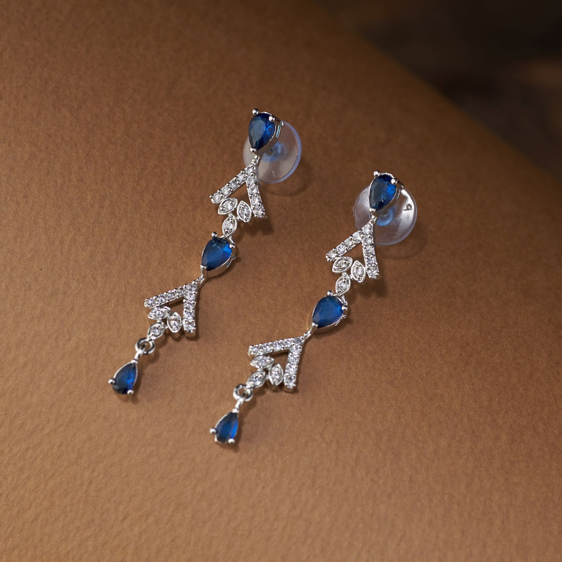 American Diamond Necklace Set| Dewdrop| Sola Blue By Tilloma™ image 4
