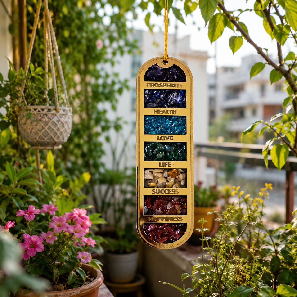 Tilloma™| 7 Chakra Crystal Wall Hanging – Prosperity, Health, Love, Life, Success, Happiness & Luck