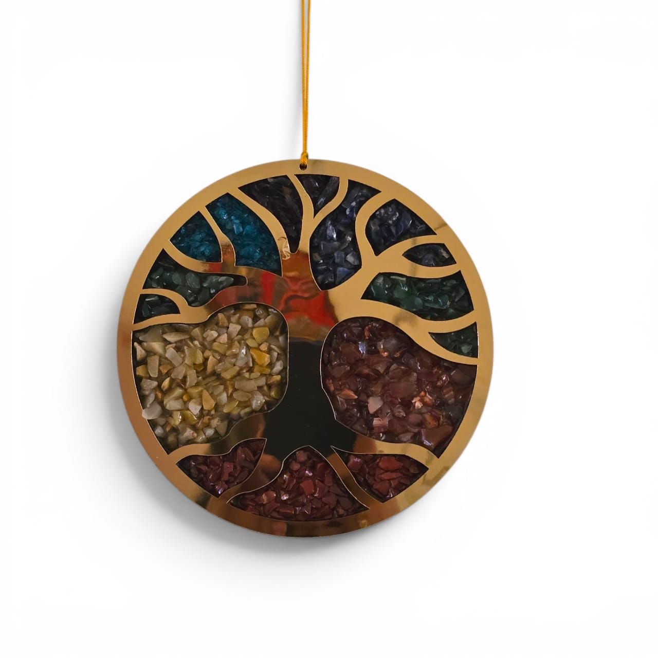 Tilloma™| Tree Of Life 7 Chakra Crystal Wall Hanging | Red Jasper, Carnelian, Citrine, Jade, Turquoise, Lapis Lazuli & Amethyst | Premium Energy Décor image 2
