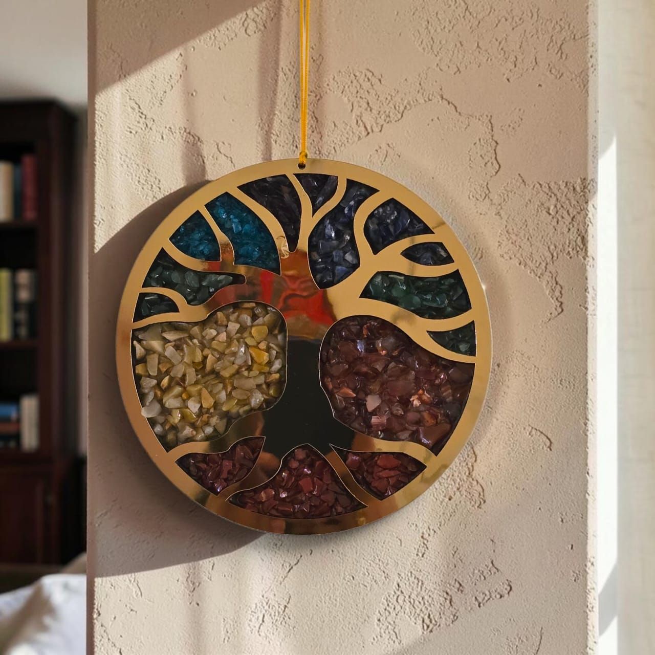 Tilloma™| Tree Of Life 7 Chakra Crystal Wall Hanging | Red Jasper, Carnelian, Citrine, Jade, Turquoise, Lapis Lazuli & Amethyst | Premium Energy Décor image 3