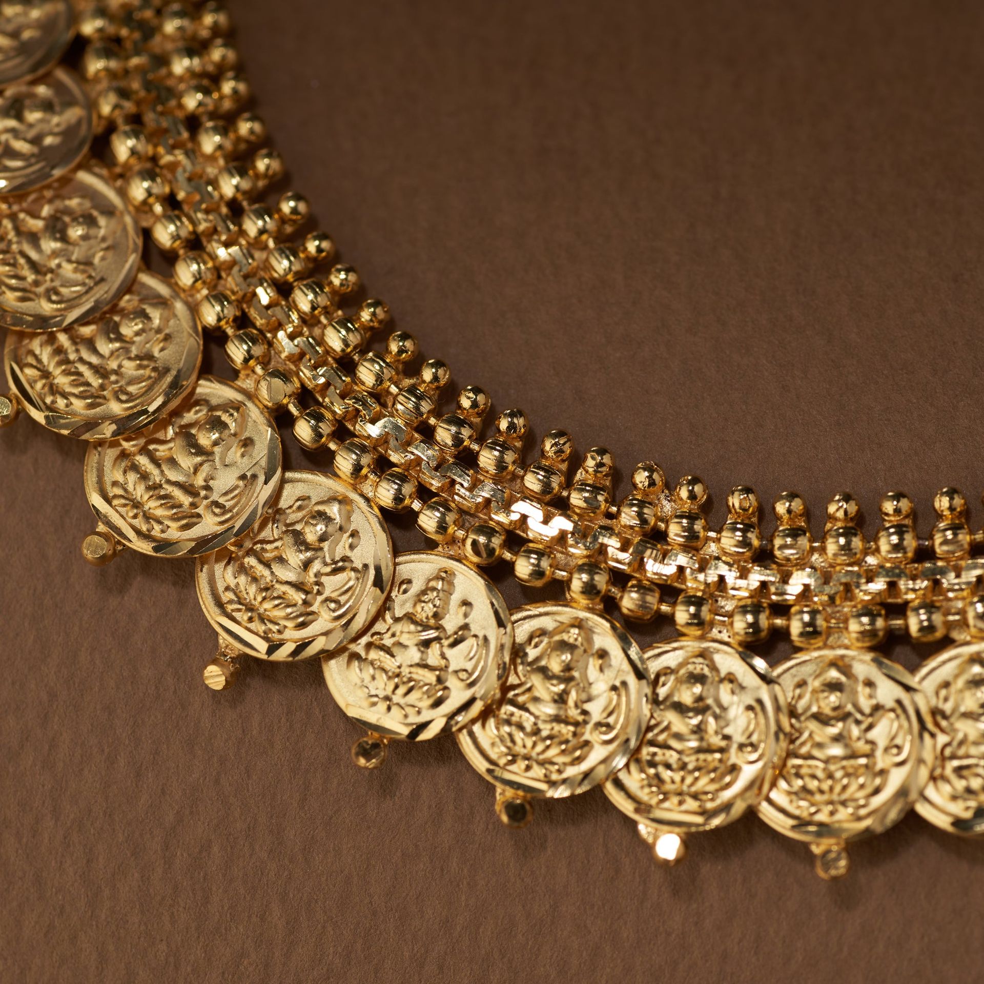 Traditional Gold Plated Coin Necklace Set With Matching Earrings| Devi By Tilloma image 2