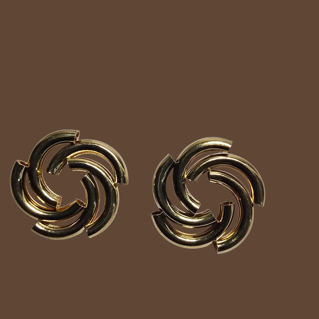 Anti-tarnish Gold Earrings Set (PEARL Drop + Sculpted Swirl Studs) image 2
