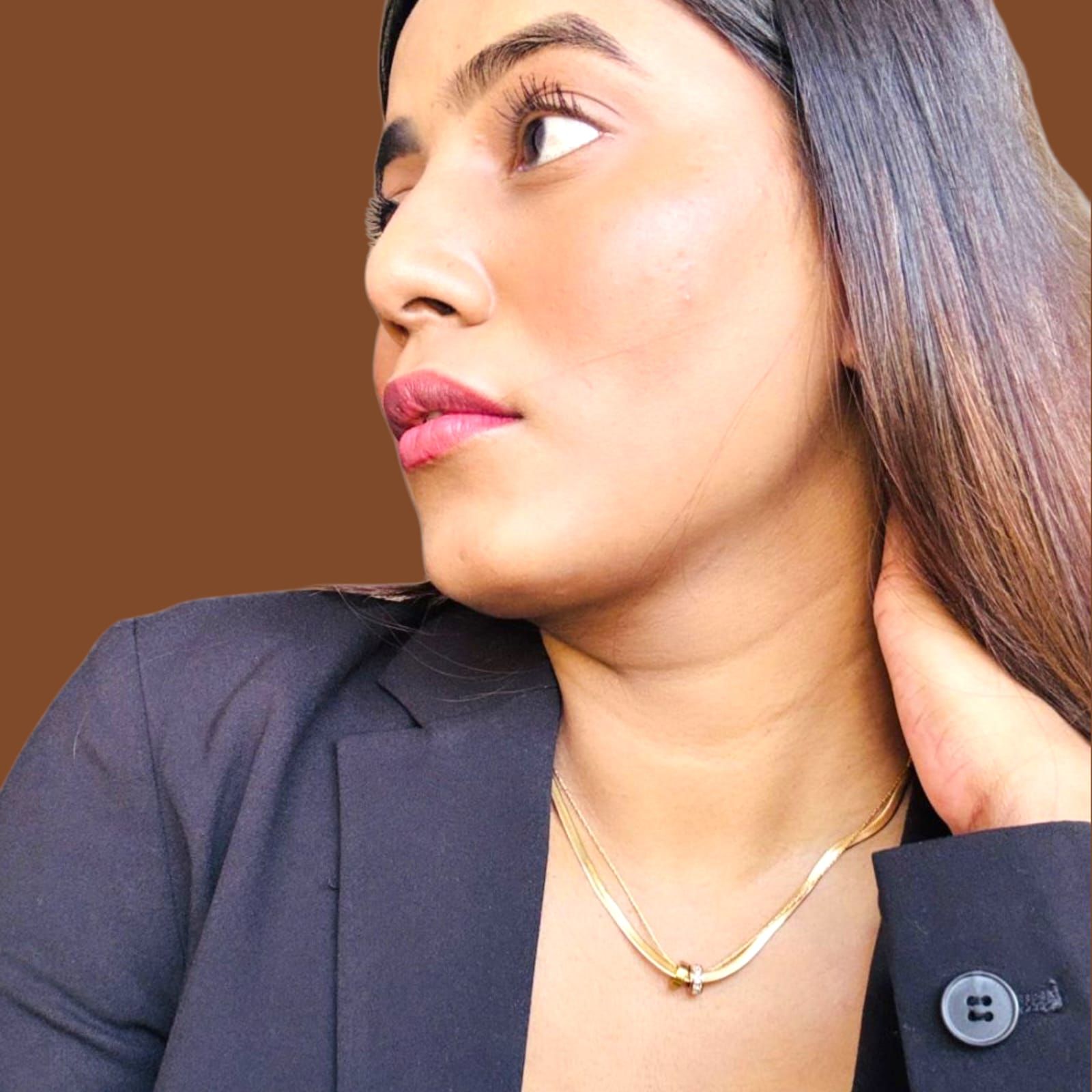 Dual Layer Sleek Anti-tarnish Chain | Office Wear Essential image 2