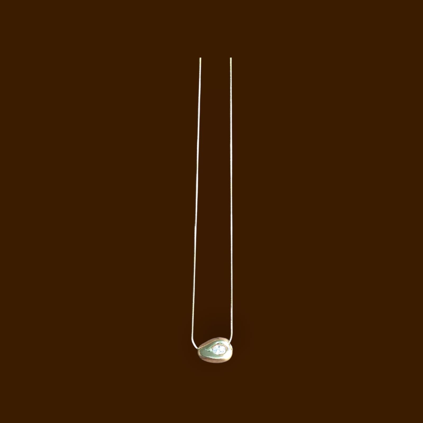 Minimalist Gold Pendant Necklace With Solitaire Stone | Modern Everyday Jewellery image 2