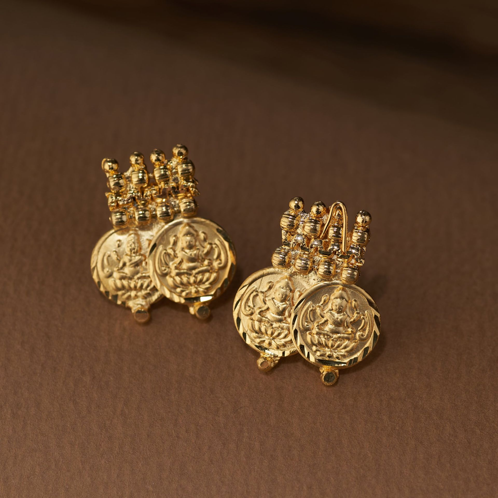 Traditional Gold Plated Coin Necklace Set With Matching Earrings| Devi By Tilloma image 3