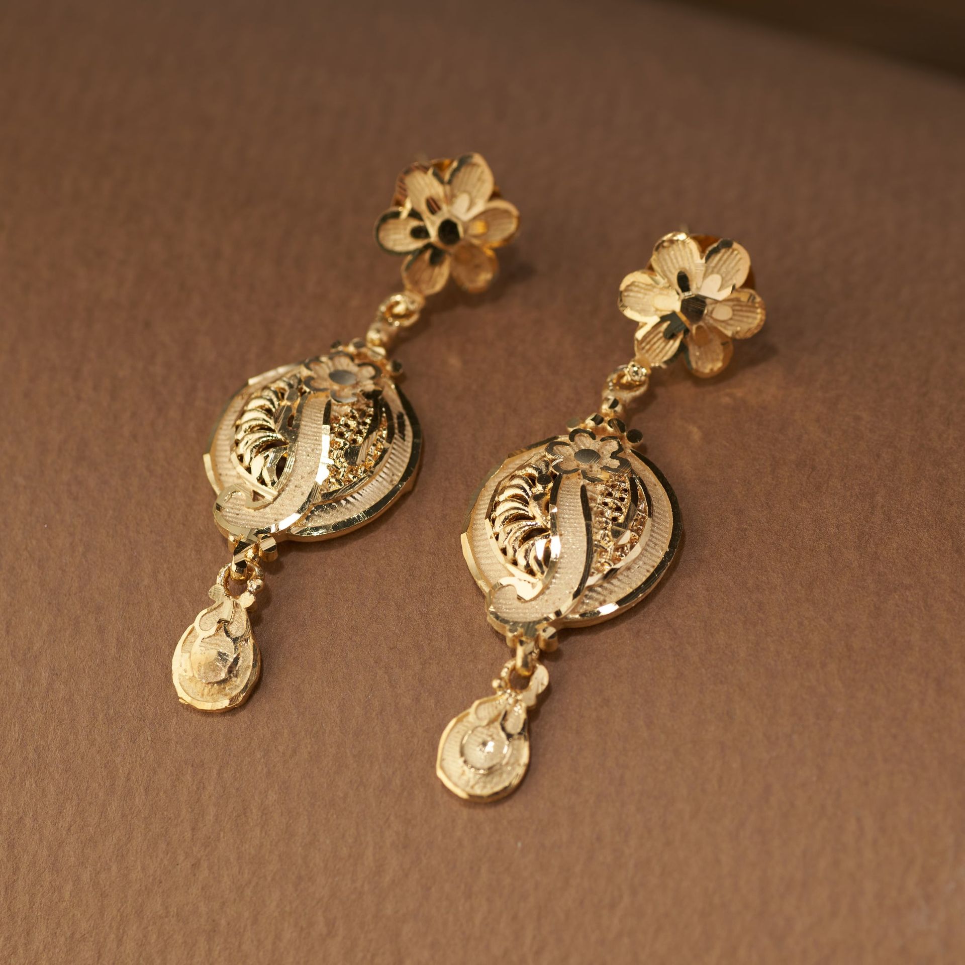 High Gold Long Necklace Set For Women | Modern Gold Replica Filigree Design With Earrings image 3