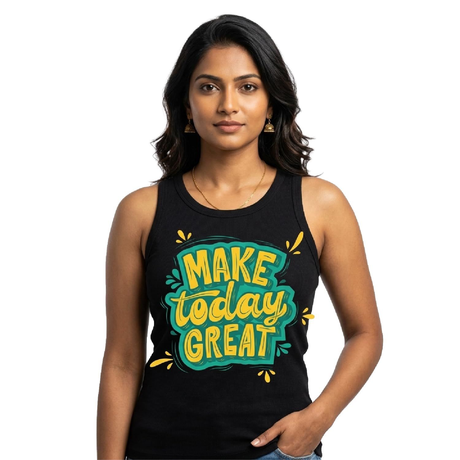 Trendzykart Make Today Great Printed Women's Tank Top - Black image 3