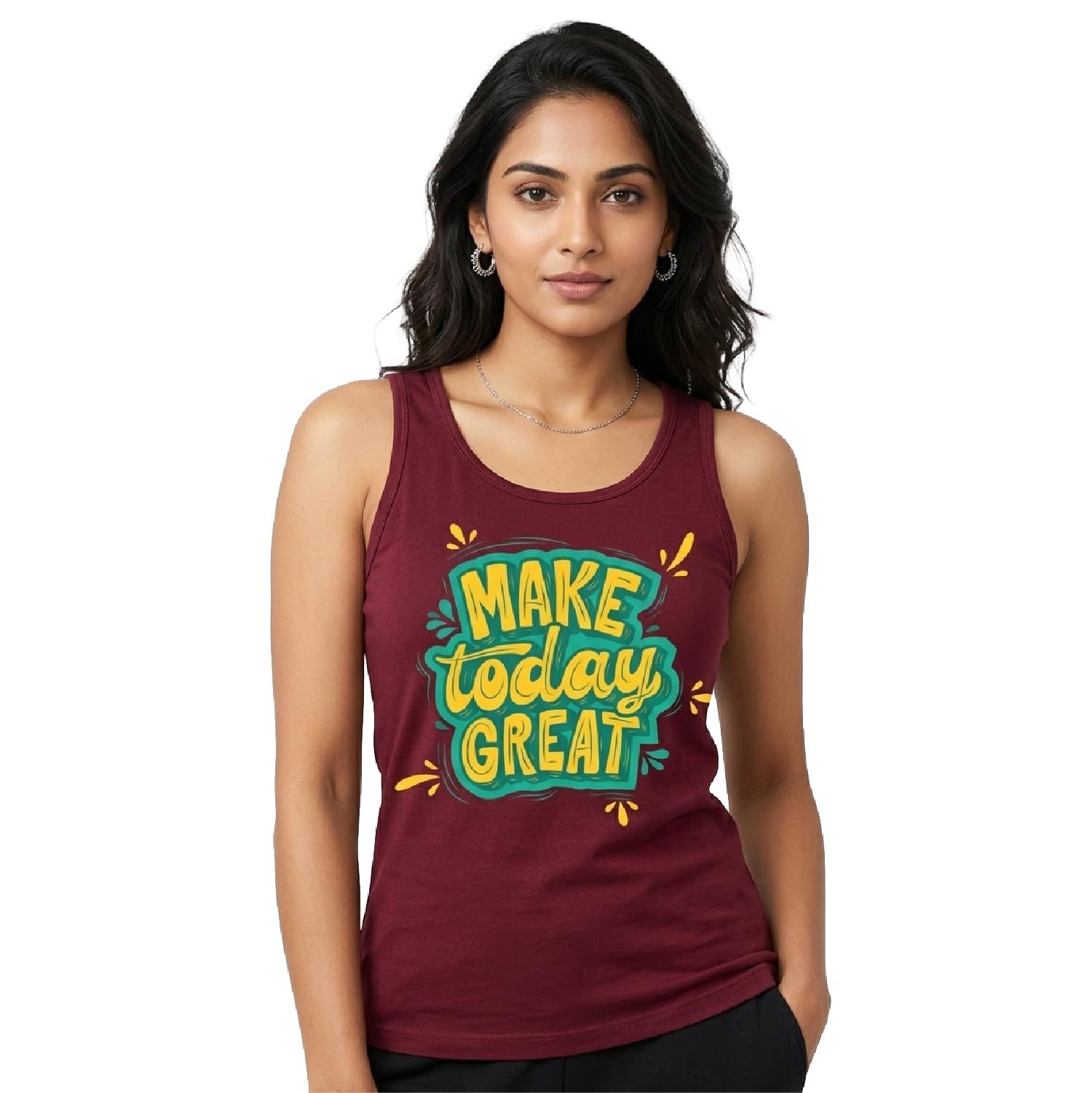 Trendzykart Make Today Great Printed Women's Tank Top - Maroon image 4