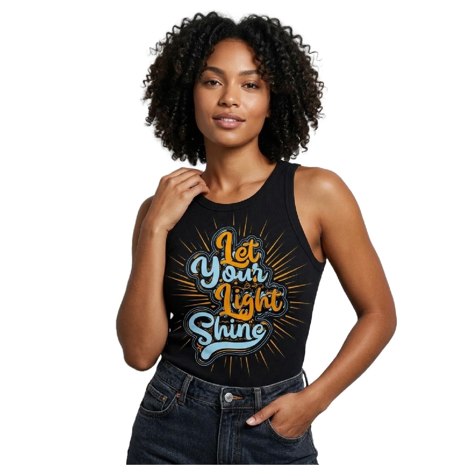 Trendzykart Let Your Light Shine Women's Tank Top - Black image 4