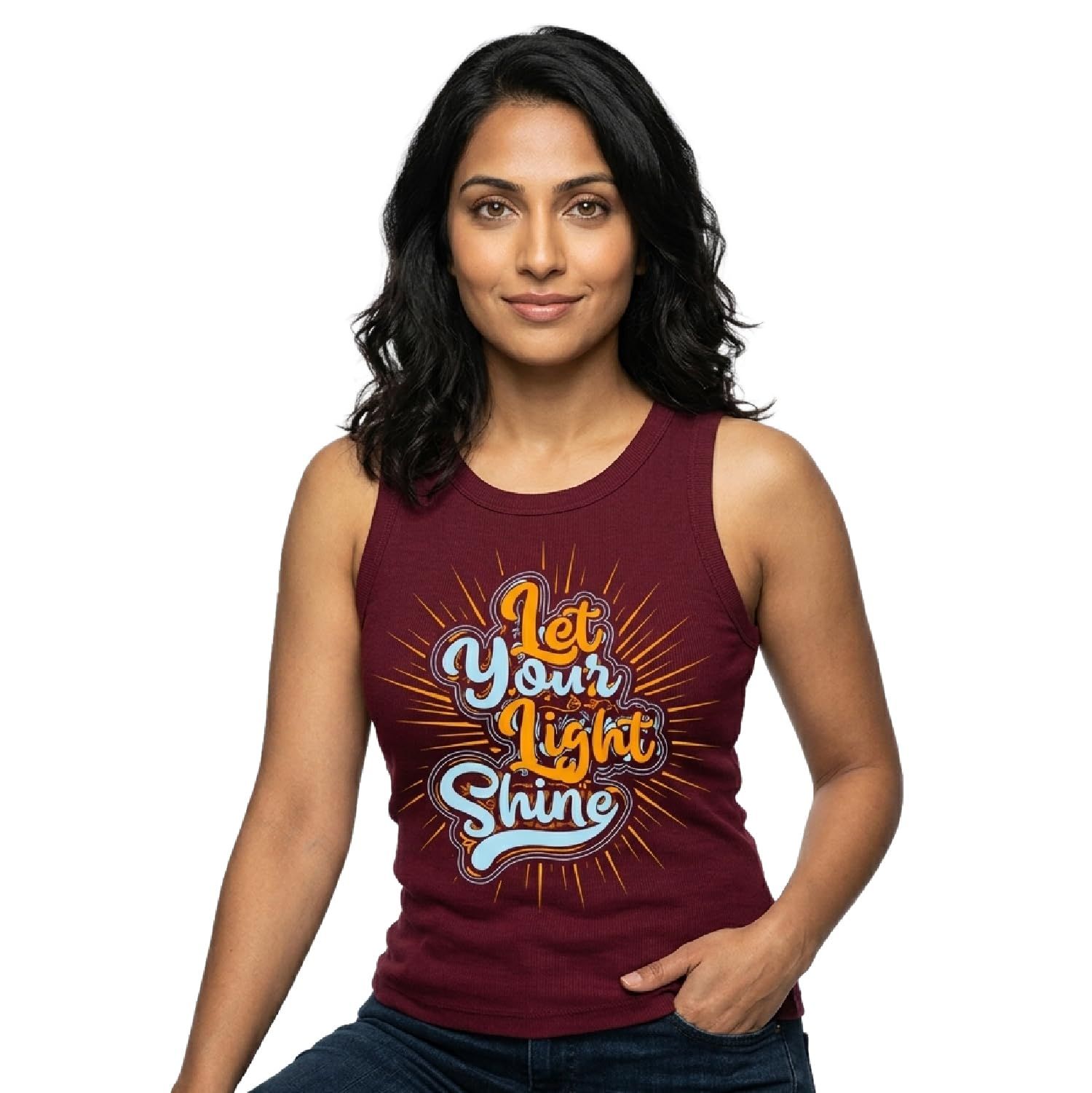 Trendzykart Let Your Light Shine Women's Tank Top - Maroon image 4
