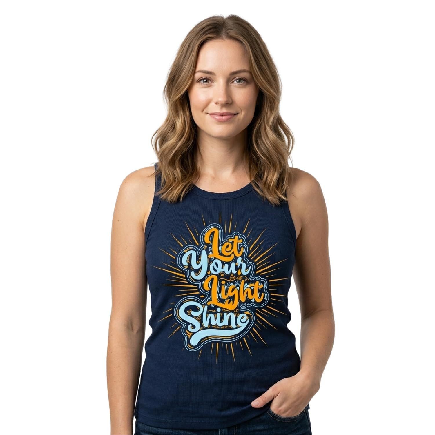 Trendzykart Let Your Light Shine Women's Tank Top - Navy Blue image 4