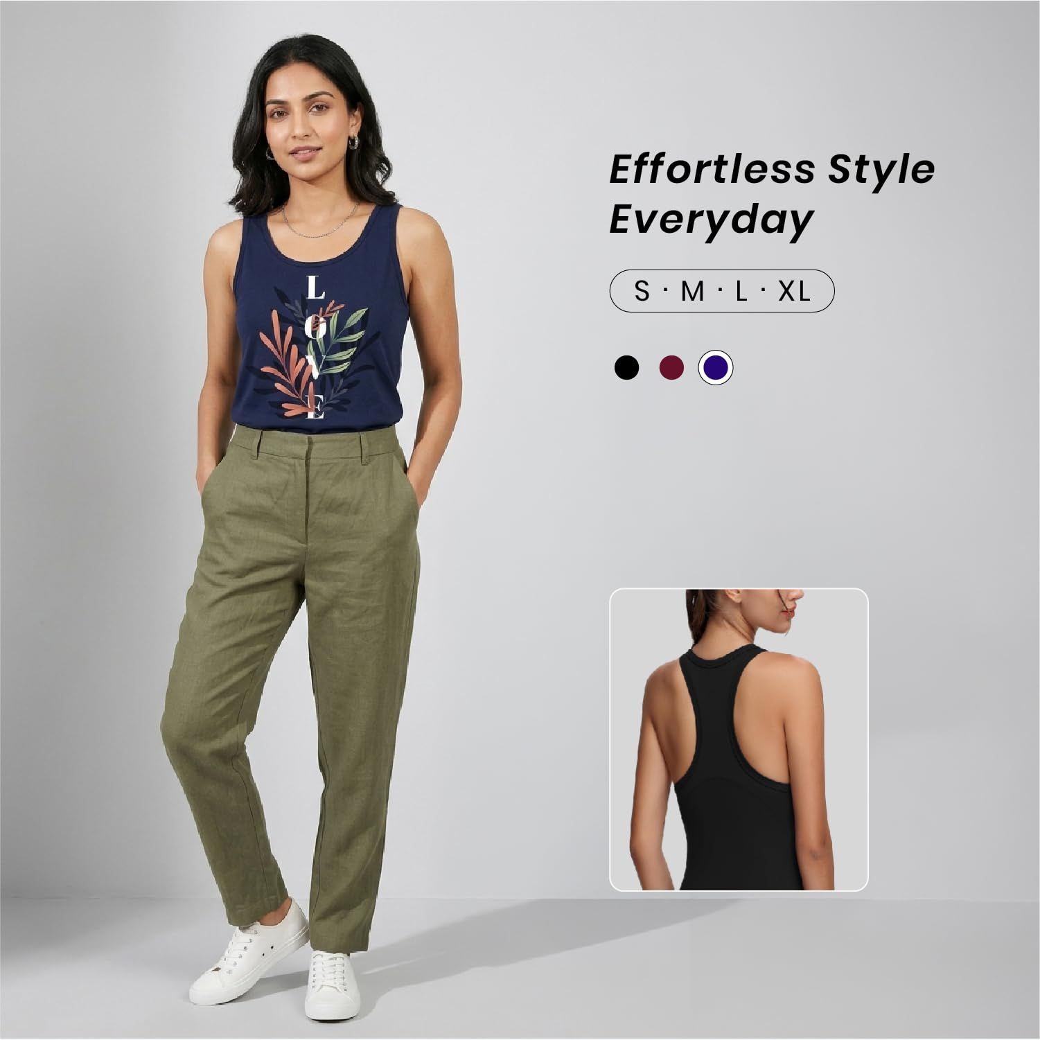 Trendzykart Love Floral Printed Women's Tank Top - Navy Blue image 11