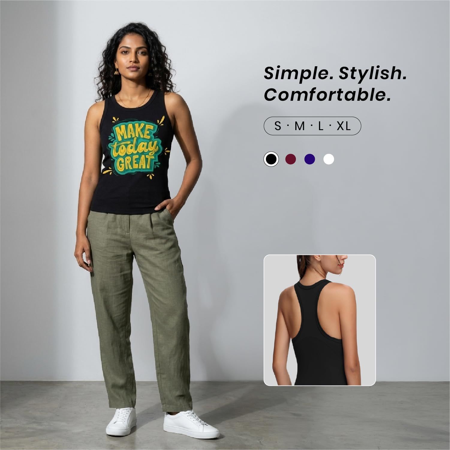 Trendzykart Make Today Great Printed Women's Tank Top - Black image 5