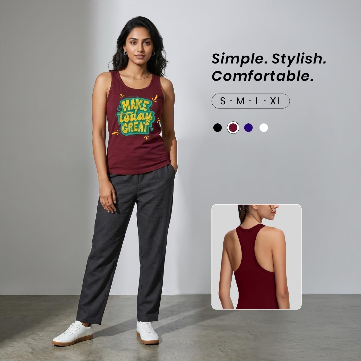 Trendzykart Make Today Great Printed Women's Tank Top - Maroon image 9