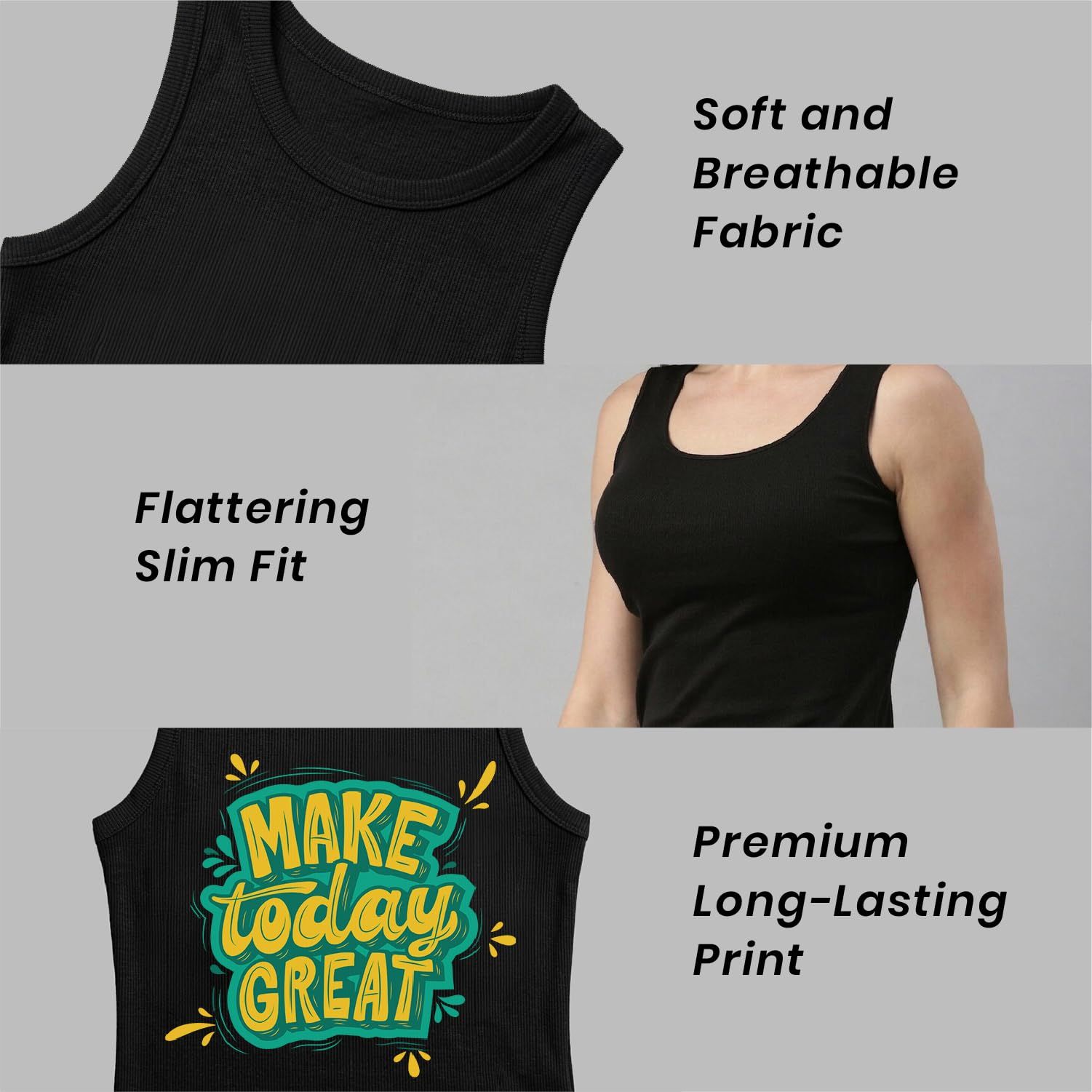 Trendzykart Make Today Great Printed Women's Tank Top - Black image 10