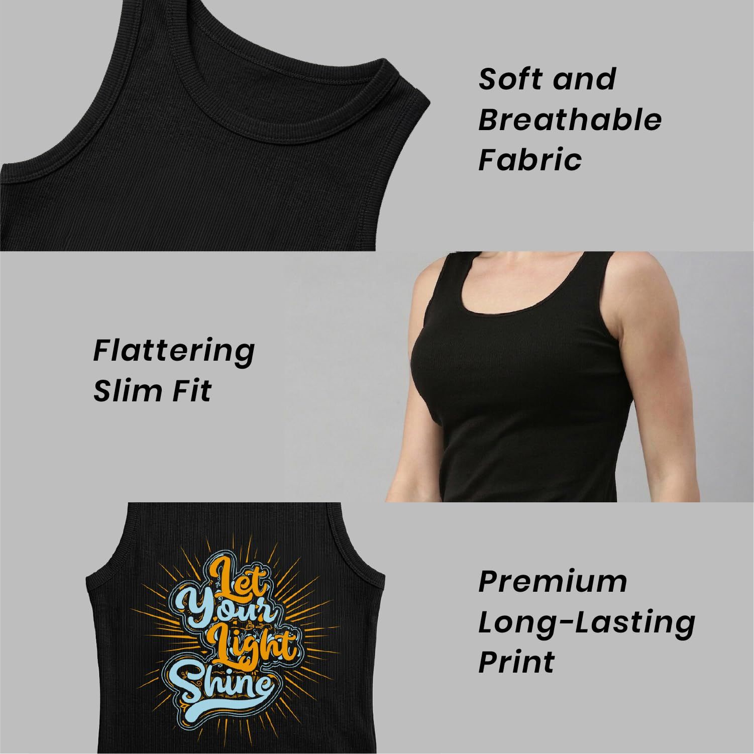 Trendzykart Let Your Light Shine Women's Tank Top - Black image 12