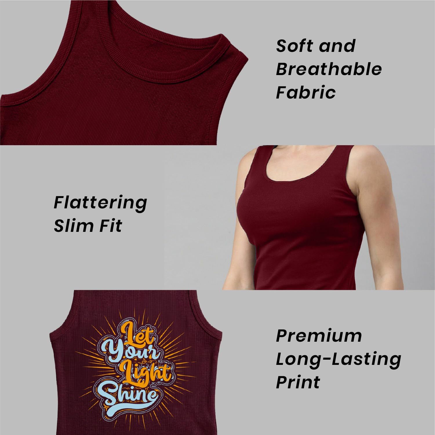 Trendzykart Let Your Light Shine Women's Tank Top - Maroon image 12