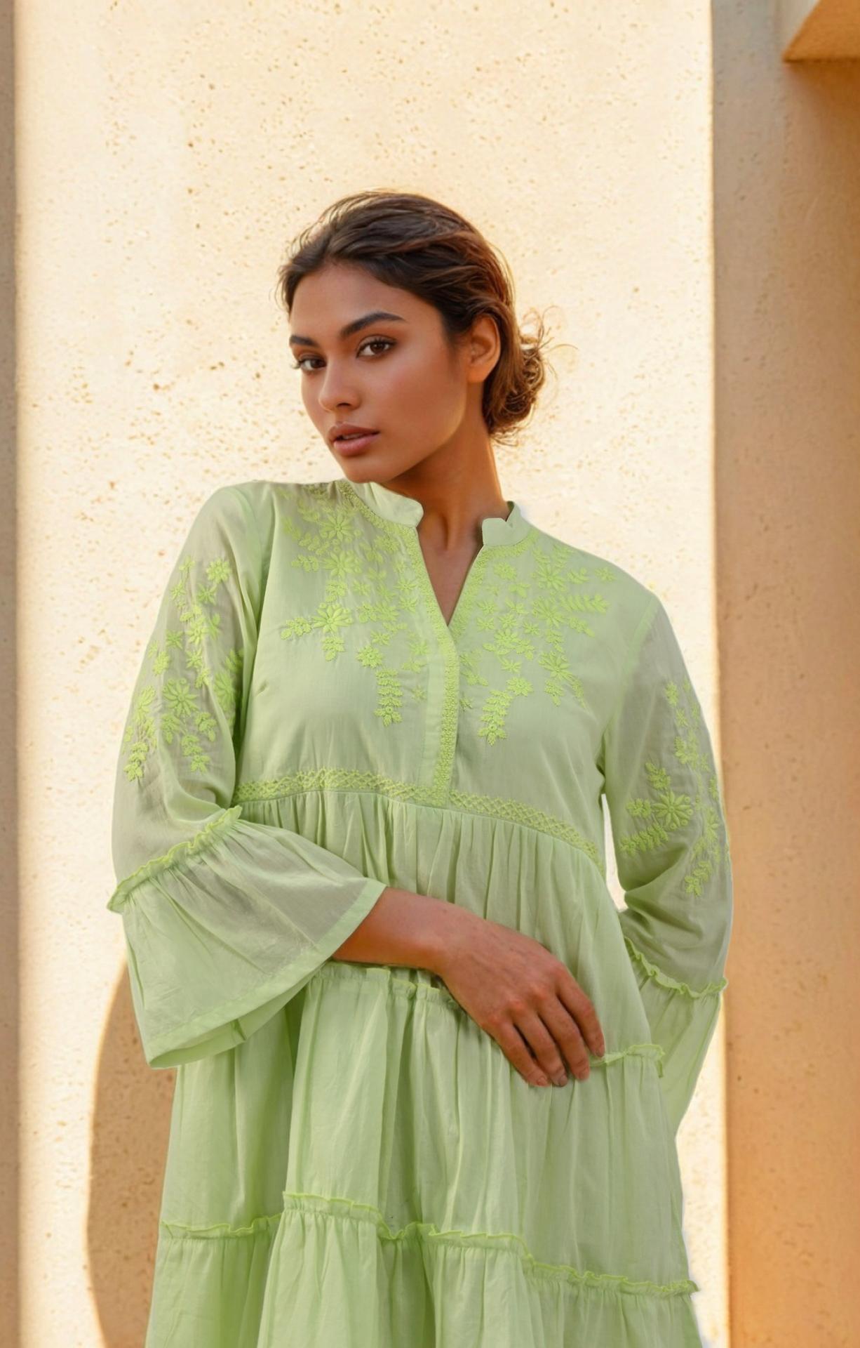 Lime Whisper Tiered Dress image 2