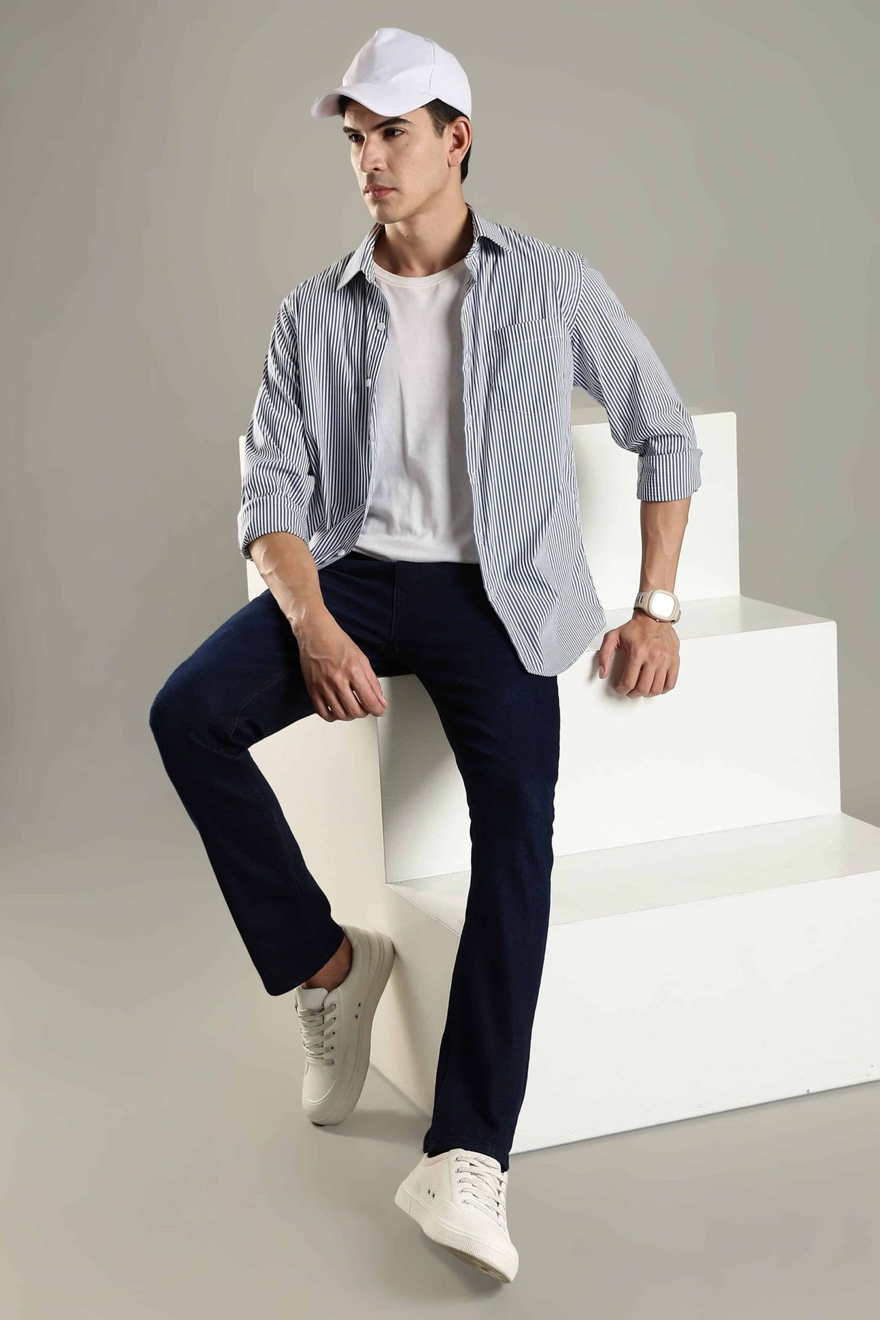Earthy Stripes - White And Navy image 2