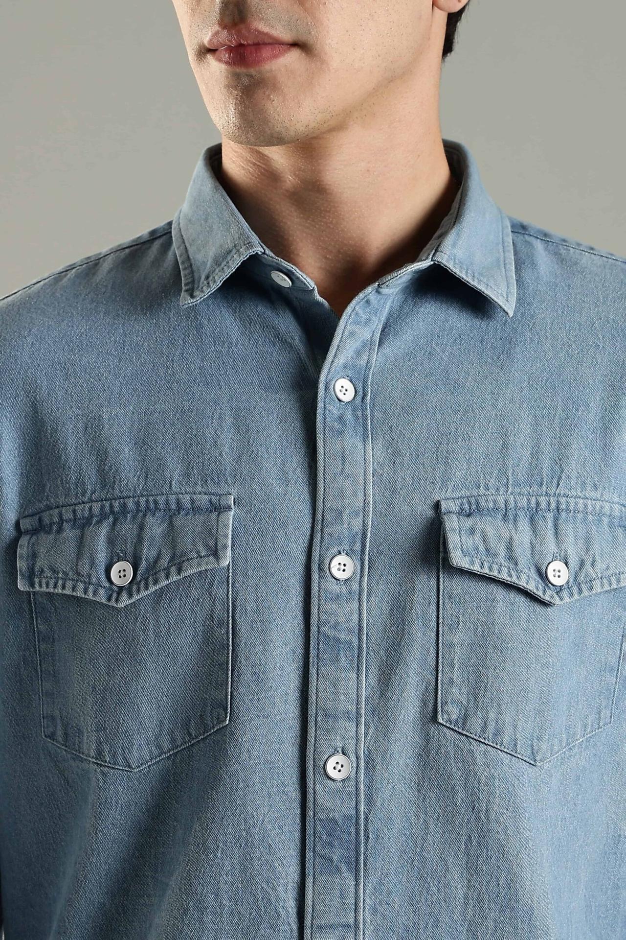 Vintage Denim Shirt - Ice Blue image 3