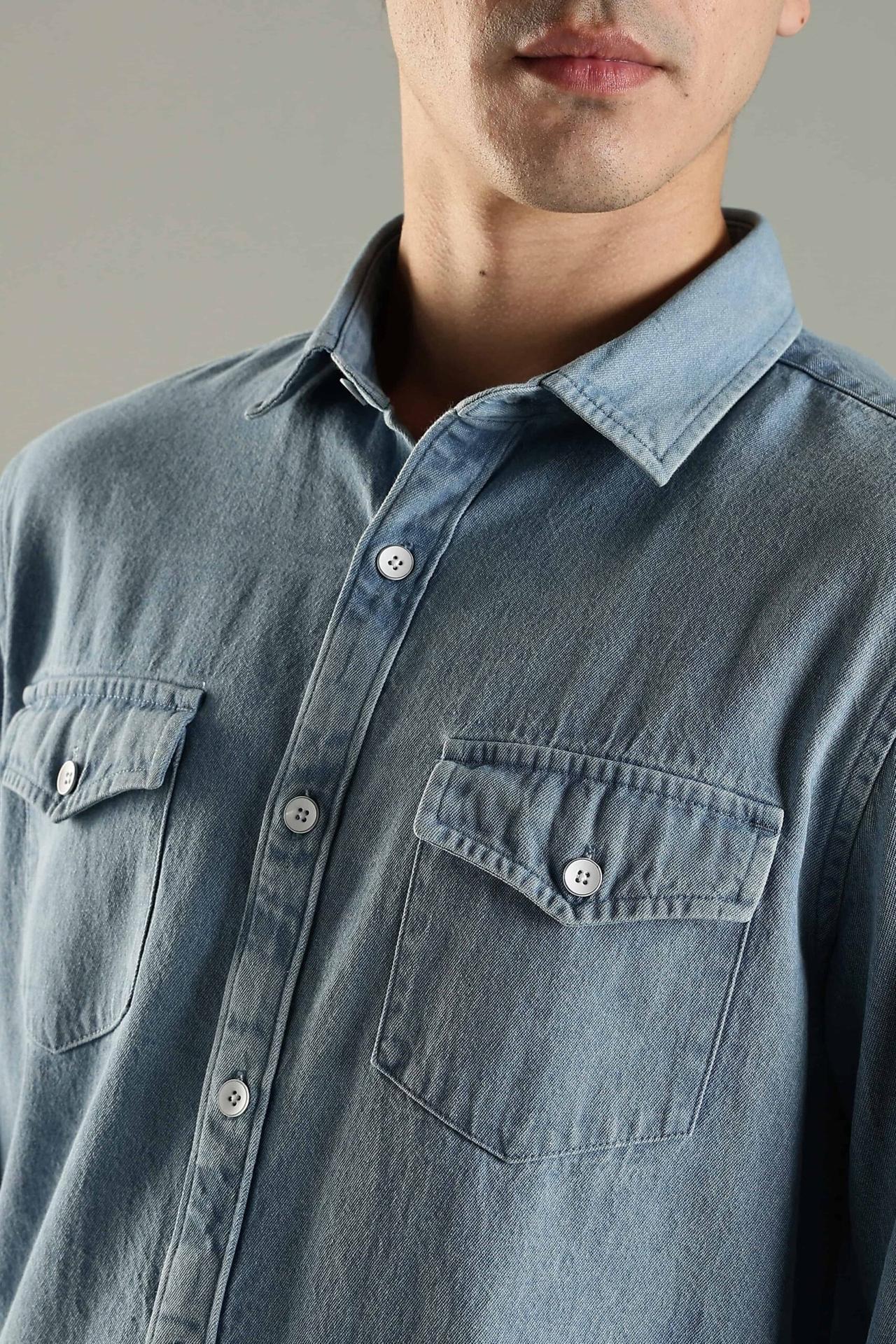 Vintage Denim Shirt - Ice Blue image 4