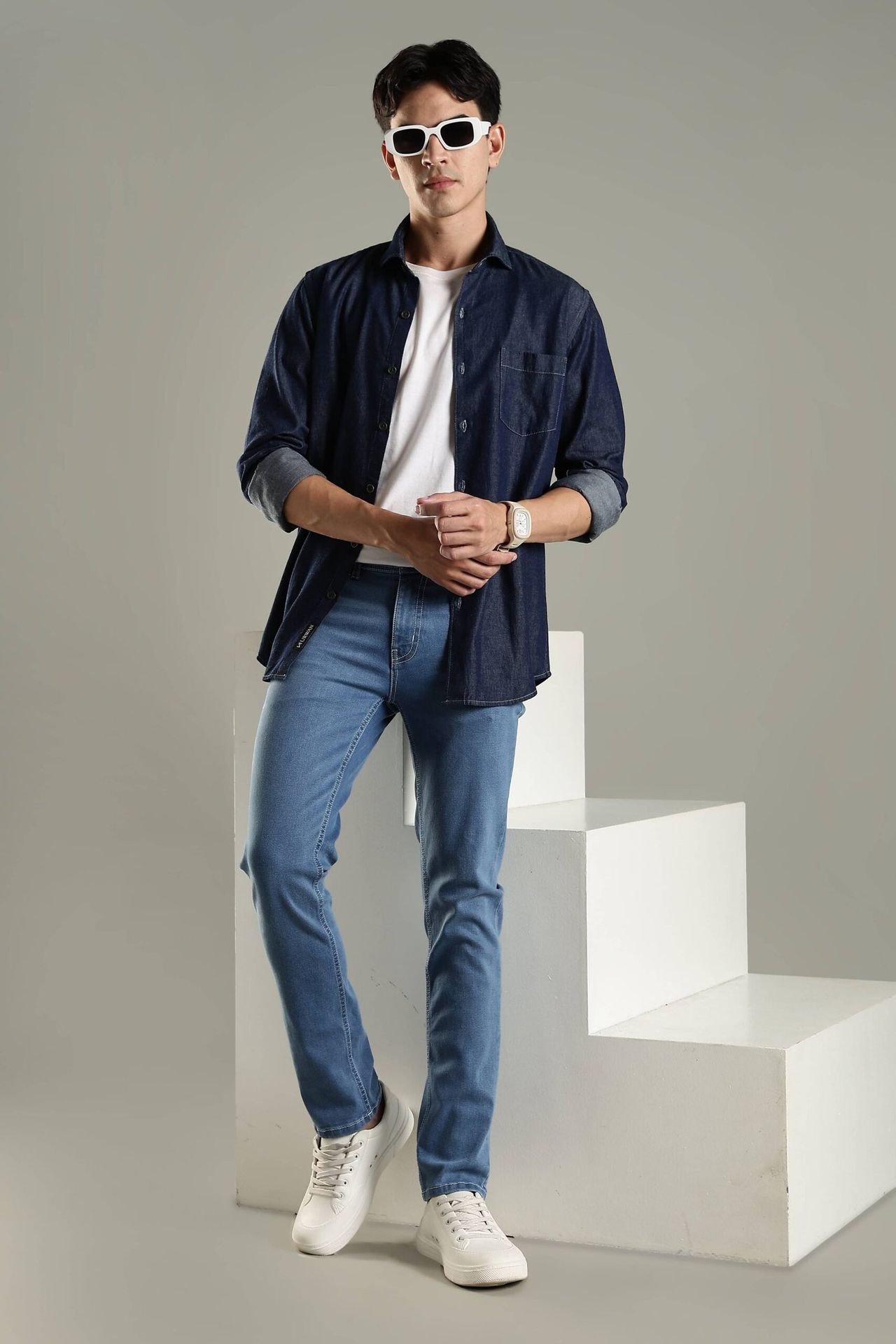 Vintage Denim Shirt - Indigo Blue image 4