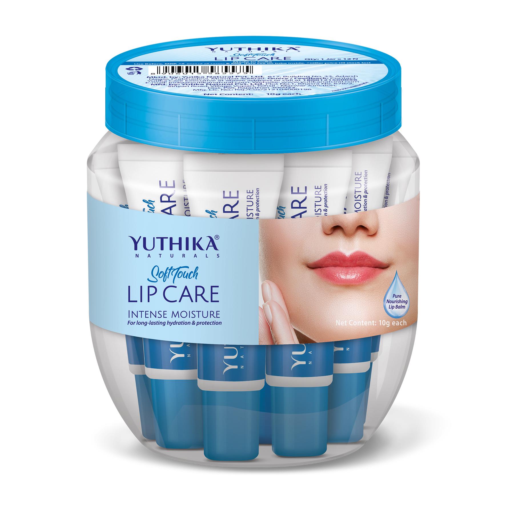 Yuthika Naturals Soft Touch Lip Balm For Soft And Naturally Pink Lips, Moisturizes & Hydrates Dry Lips, Lip Care, Clear, 10 Gram (PACK Of 12) With Jar