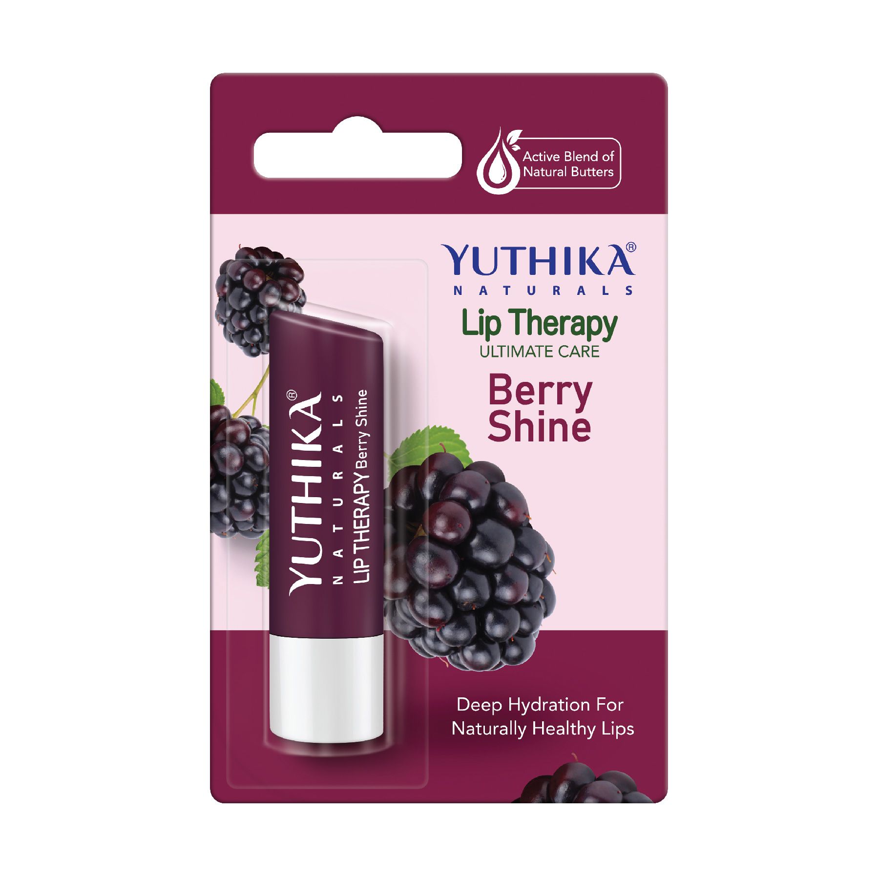 Yuthika Moisturizing Lip Balm – Berry Shine 4.8G | Repairs Dry, Damaged Lips With Natural Oils | Hydrated & Smooth Lips | Glossy Finish
