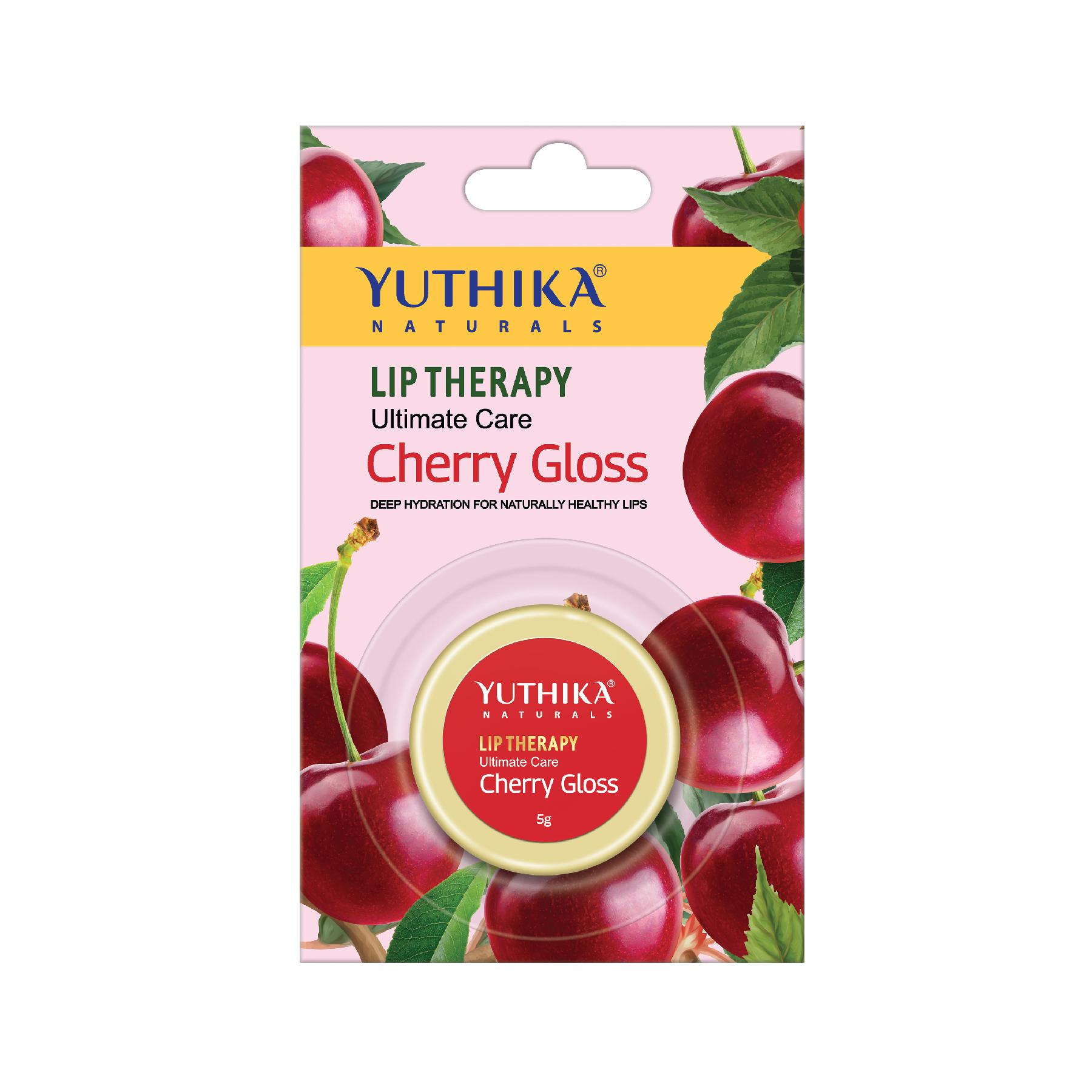 Yuthika Moisturizing Lip Balm – Cherry Gloss 5G | Cherry Shine | Repairs Dry, Damaged Lips With Natural Oils | Hydrated & Smooth Lips | Jar Pack