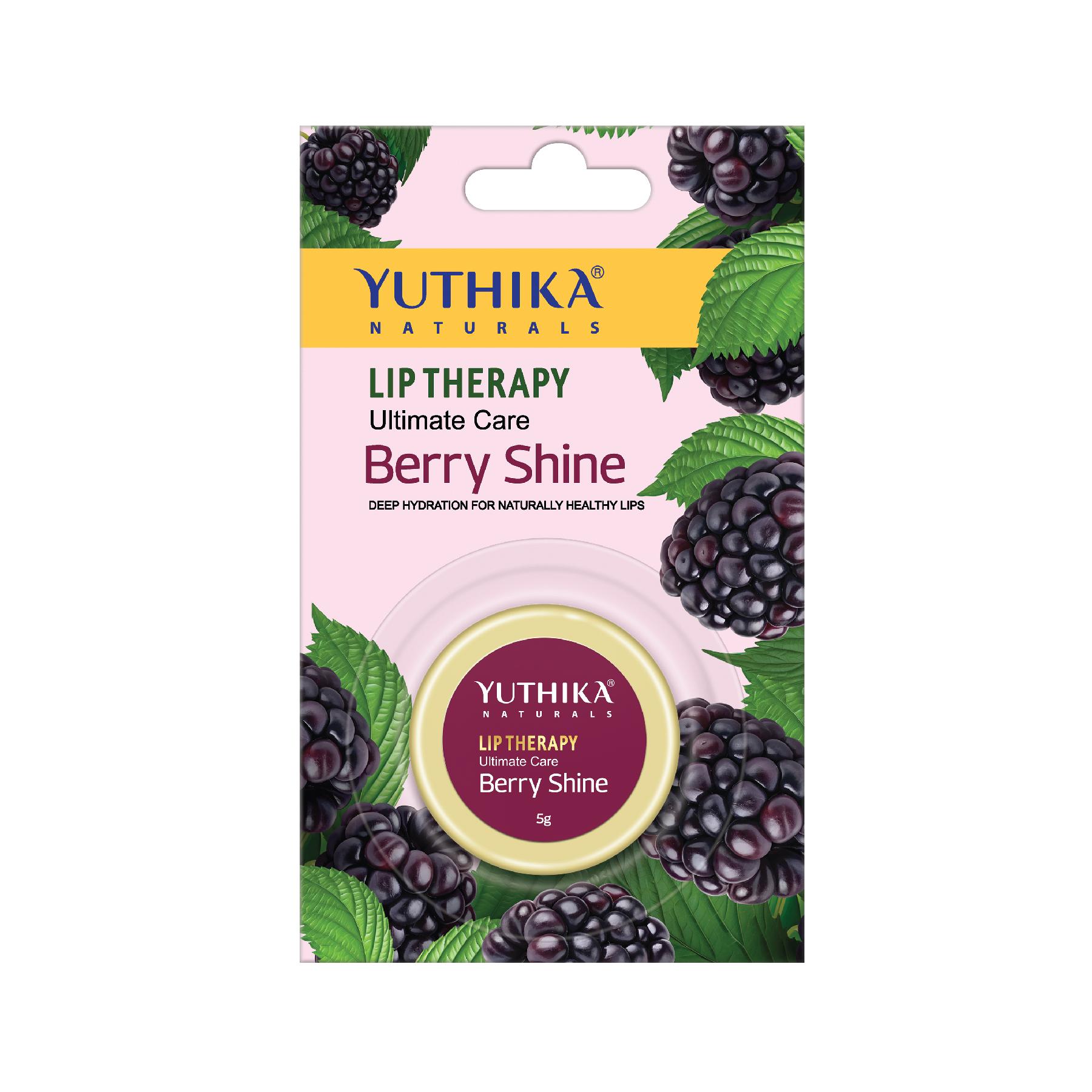 Yuthika Moisturizing Lip Balm – Berry Shine 5G | Repairs Dry, Damaged Lips With Natural Oils | Hydrated & Smooth Lips | Jar Pack