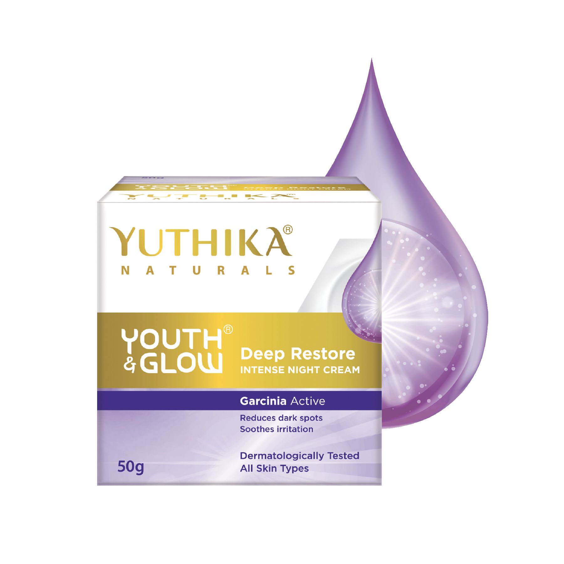 Yuthika Youth & Glow Deep Restore Night Cream For Women Oil Free, Non Sticky, Reduces Dark Spots, Fine Lines & Wrinkles, Dermatologist Tested For All Skin Types (50G)
