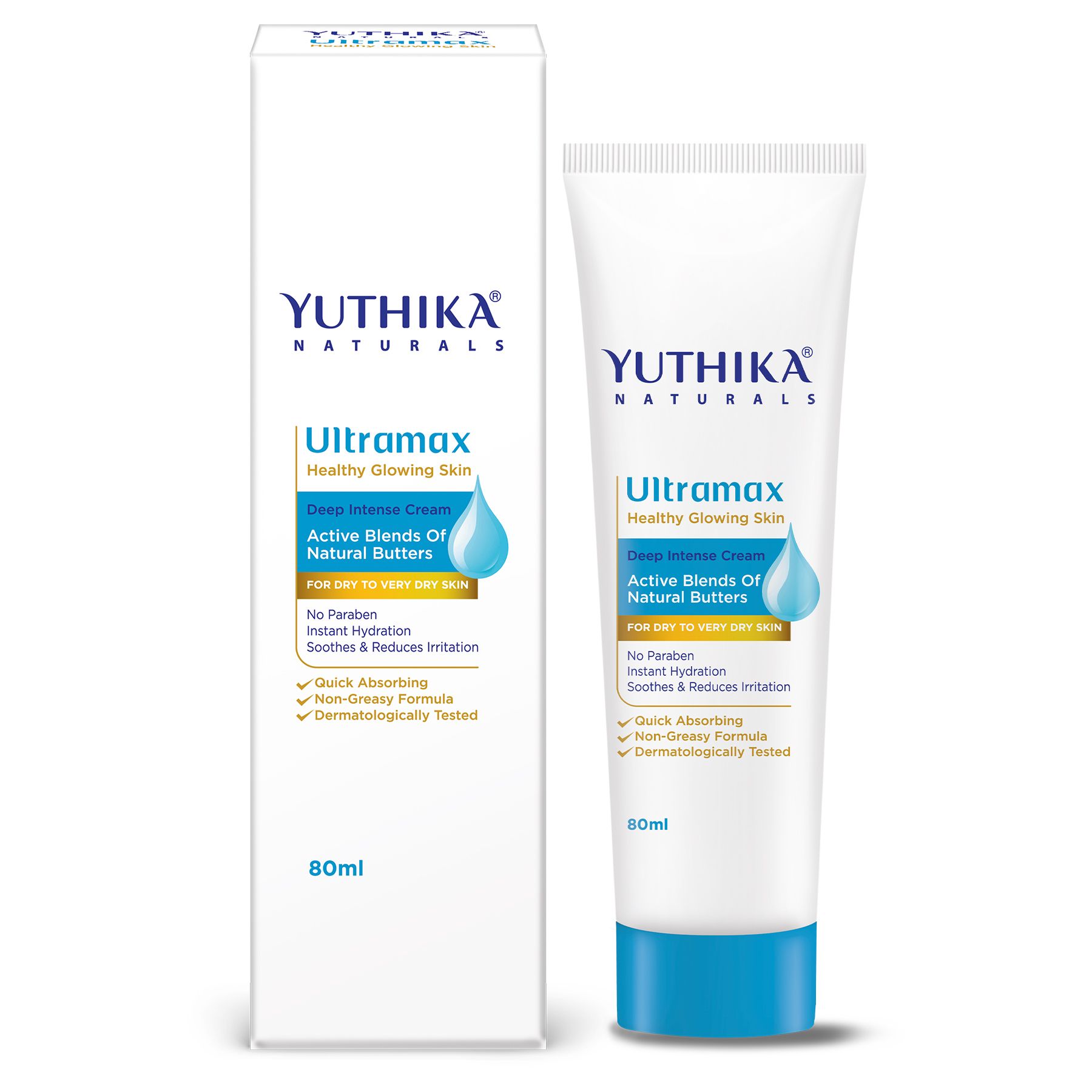 Yuthika Ultramax Deep Intense Moisturizing Cream For Dry To Very Dry Skin Face Moisturizer For Men & Women Deep Hydration & Softness Non-greasy Dermatologically Tested (80ML)