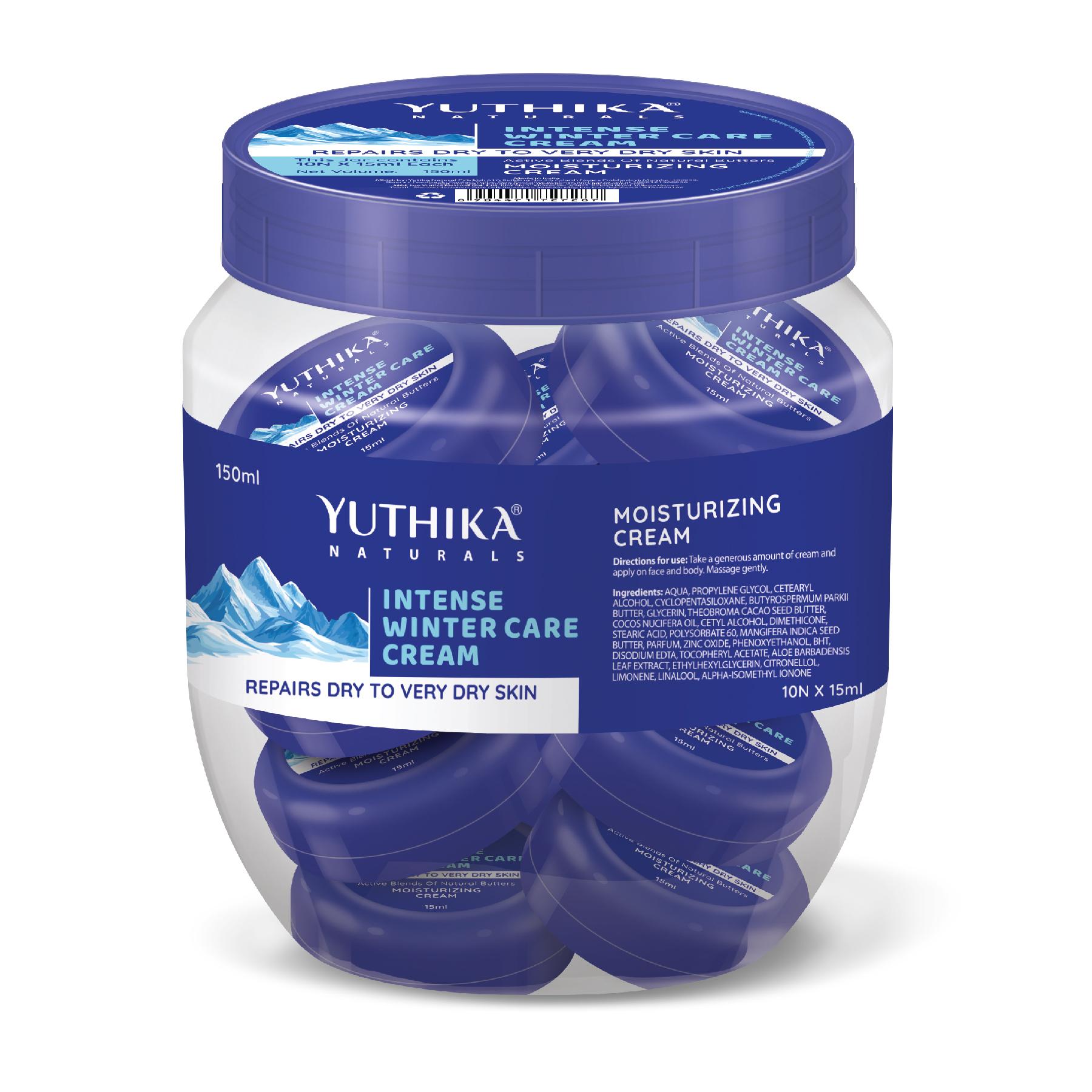 Yuthika Intense Winter Care Cream 150ML Jar (INCLUDE 10 Pc 15ML Each )| Non Greasy Daily Moisturizer | For Dry, Rough & Very Dry Skin | Face Cream For Women & Men