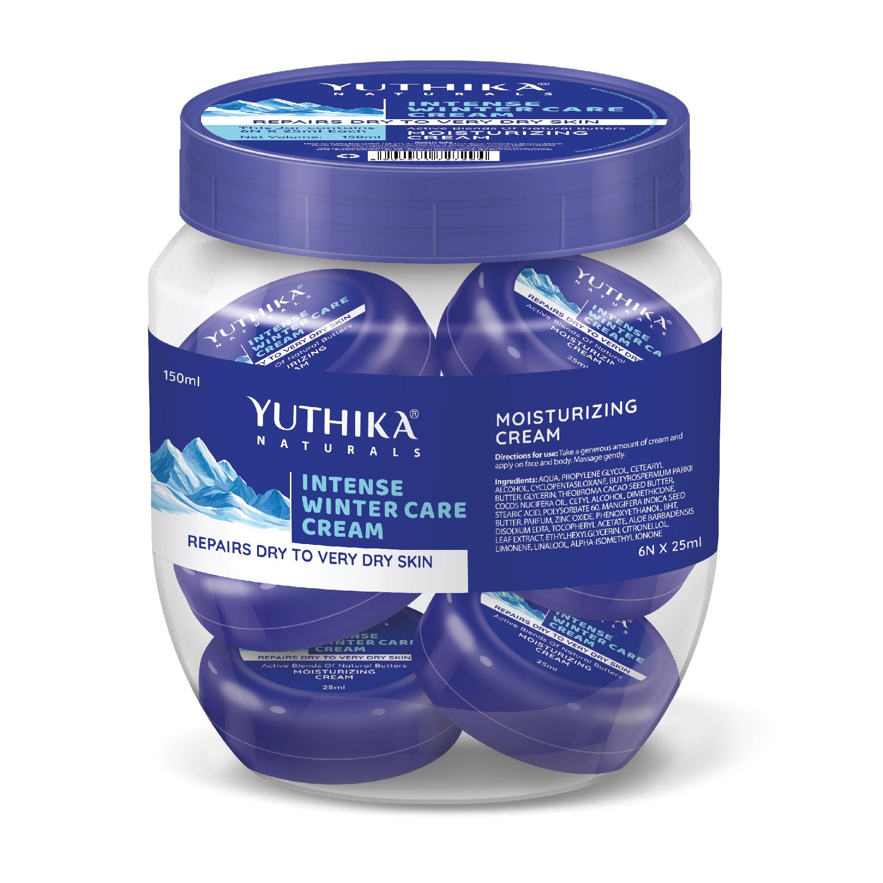 Yuthika Intense Winter Care Cream 150ML Jar (INCLUDE 6 Pc 25ML Each )| Non Greasy Daily Moisturizer | For Dry, Rough & Very Dry Skin | Face Cream For Women & Men