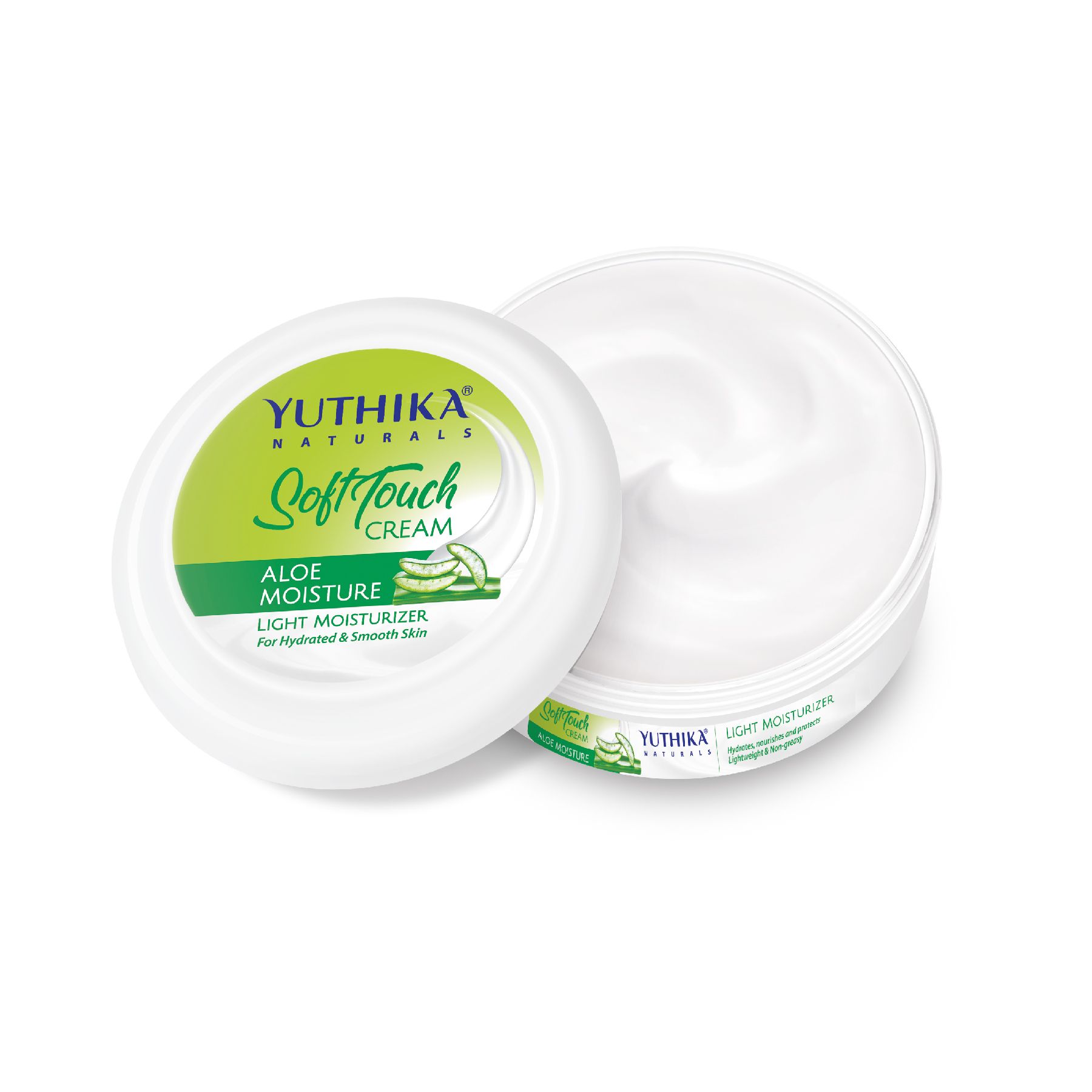 Yuthika Naturals Aloe Moisture Light Moisturizer Cream For Face, Hand & Body, Non-sticky, Deep Nourishment, Suitable For All Skin Types (300ML)