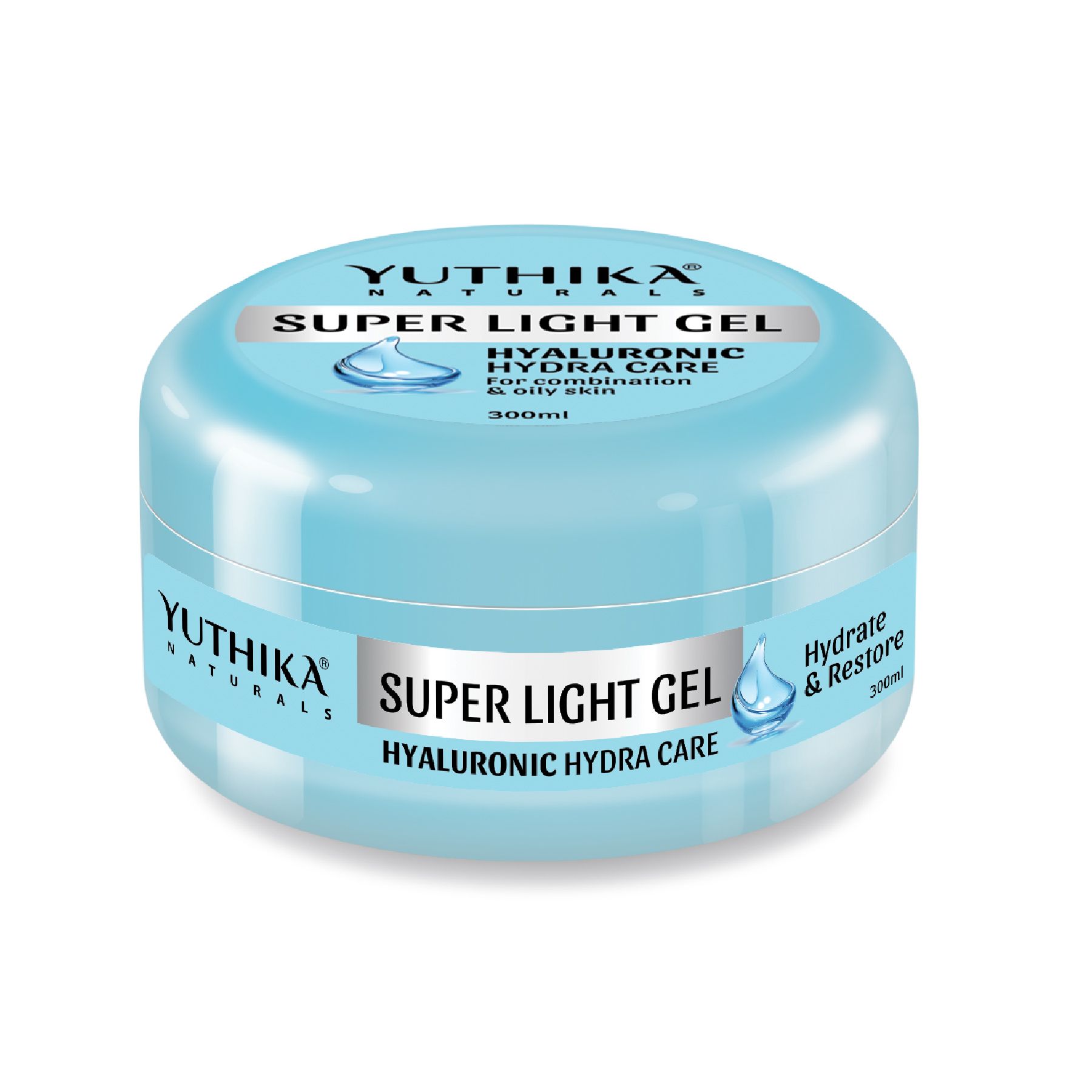 Yuthika Super Light Gel Face Moisturizer With Hyaluronic Acid 300ML | Oil-free & Non Sticky | Face Gel For Combination & Oily Skin | Moisturizer Cream